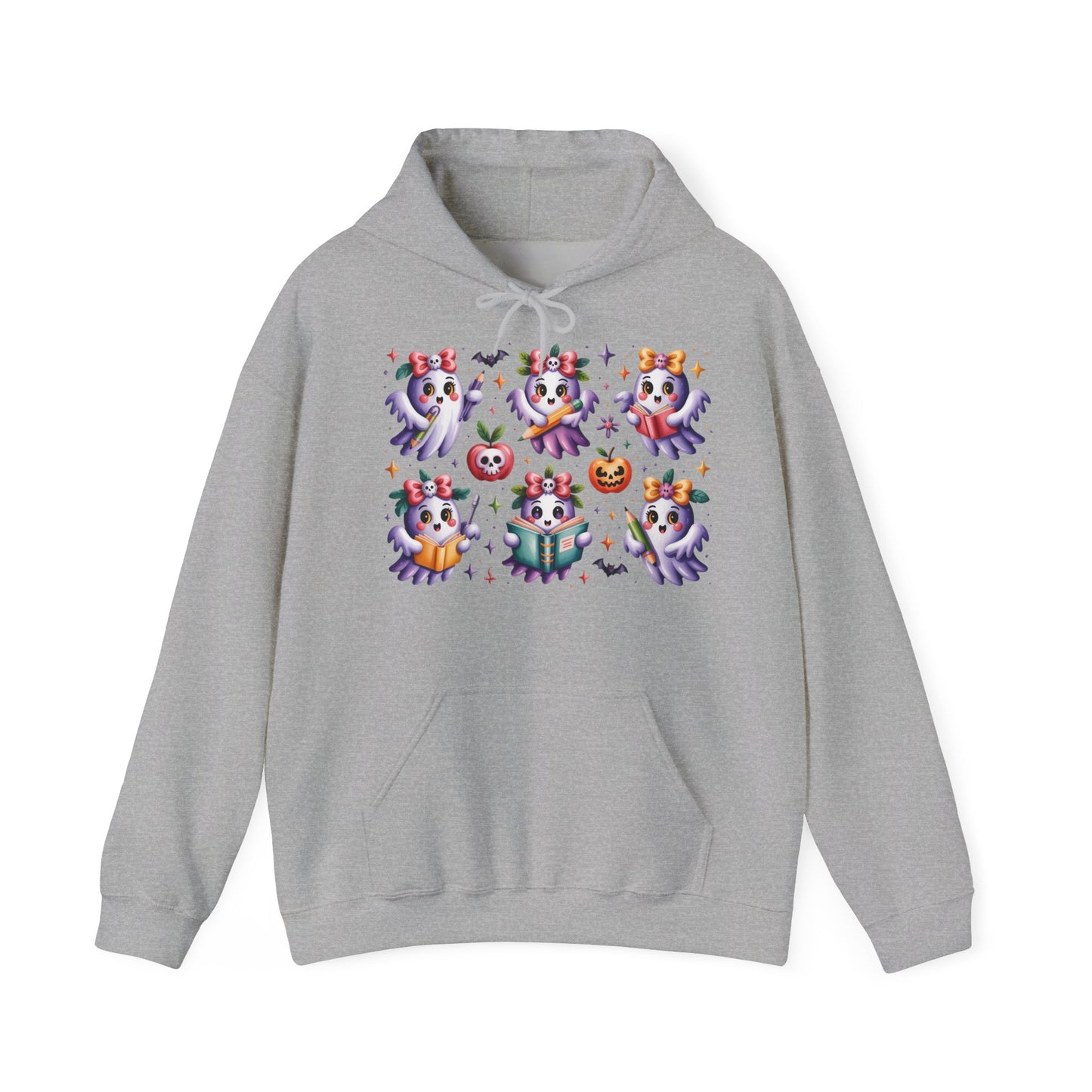 Whimsical Ghosts Halloween Hoodie, Spooky Sweatshirt, Women Cozy Pullover, Halloween Apparel, Pumpkin Decor, Ghostly Fashion