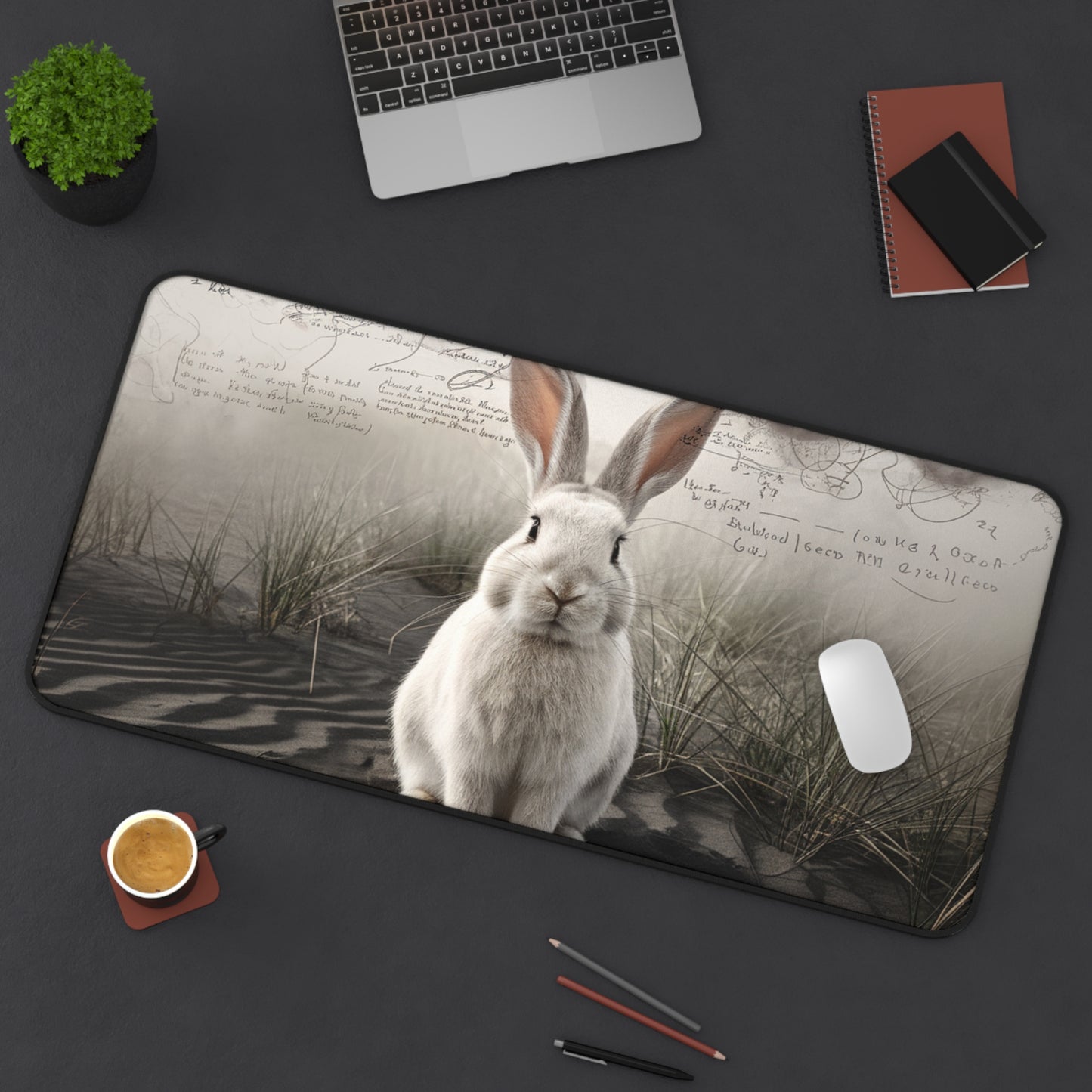 Whimsical Rabbit Desk Mat - Nature-Inspired Desk Accessory for Home or Office
