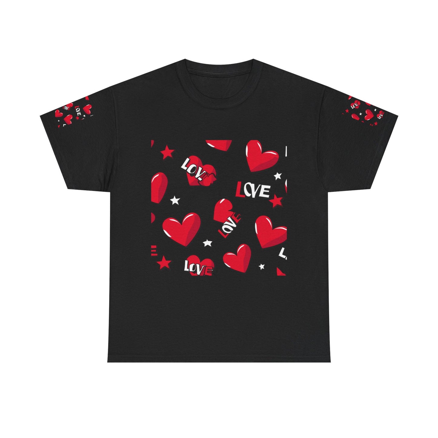 Romantic Love Heart Heavy Cotton Tee - Perfect for Everyday Wear
