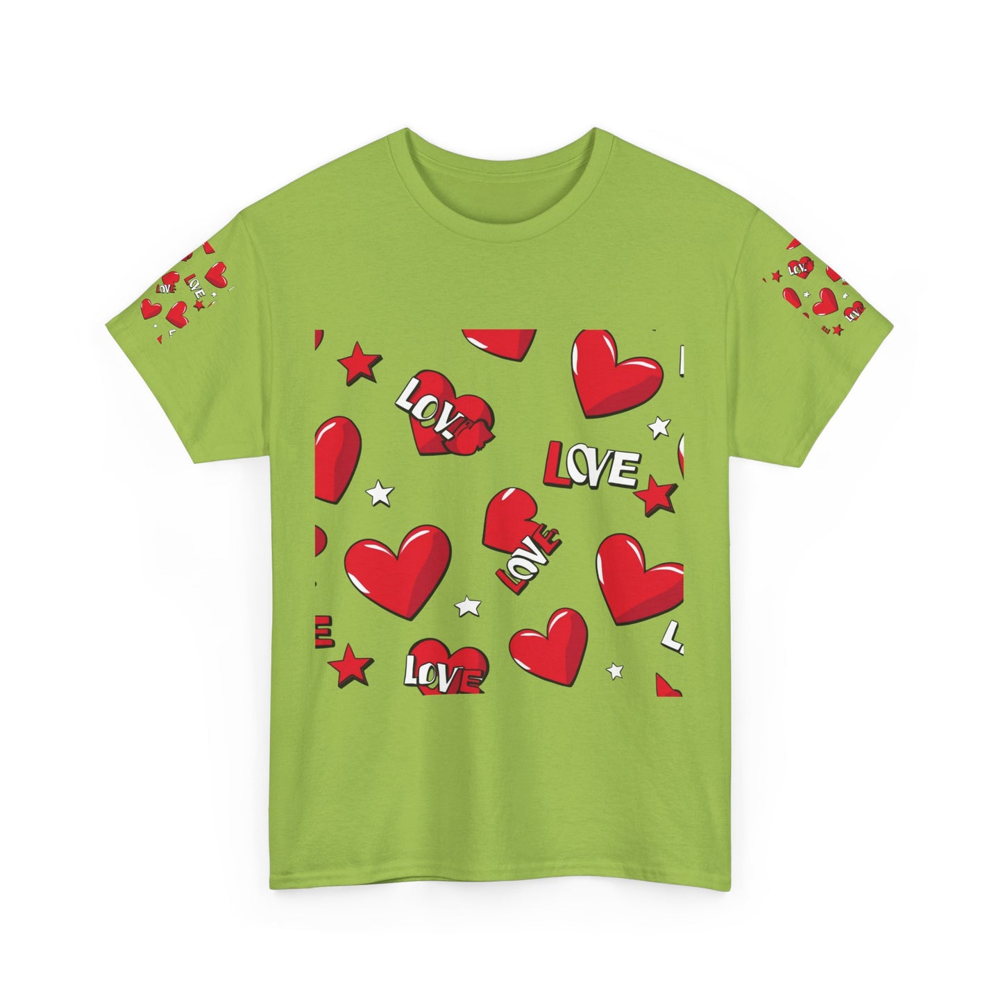 Romantic Love Heart Heavy Cotton Tee - Perfect for Everyday Wear