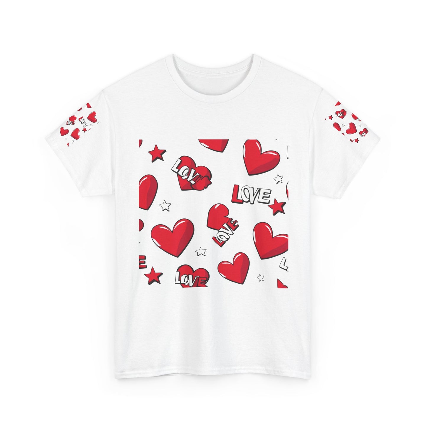 Romantic Love Heart Heavy Cotton Tee - Perfect for Everyday Wear