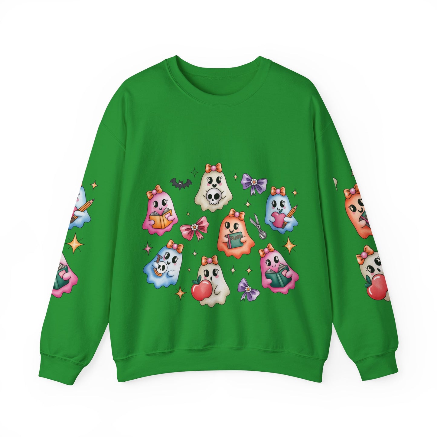 Cute Ghosts Women Crewneck Sweatshirt, Cozy Halloween Apparel, Spooky Season Outfit, Gift for Ghost Lovers, Funny Sweatshirt for Fall