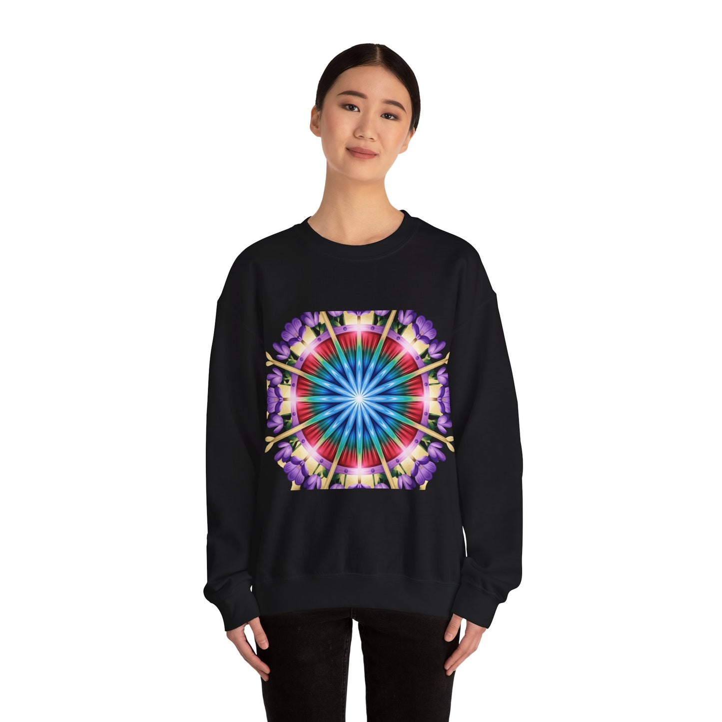 Vibrant Floral Mandala Crewneck Sweatshirt | Cozy Apparel, Stylish Gift, Casual Wear, Everyday Comfort, Botanical Design