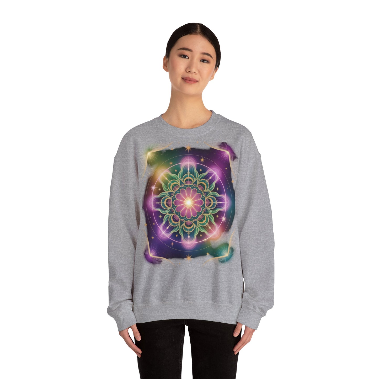 Cosmic Mandala Sweatshirt | Women's Crewneck | Soft Heavy Blend | Ideal for Cozy Nights, Meditation, Festivals, Gifts