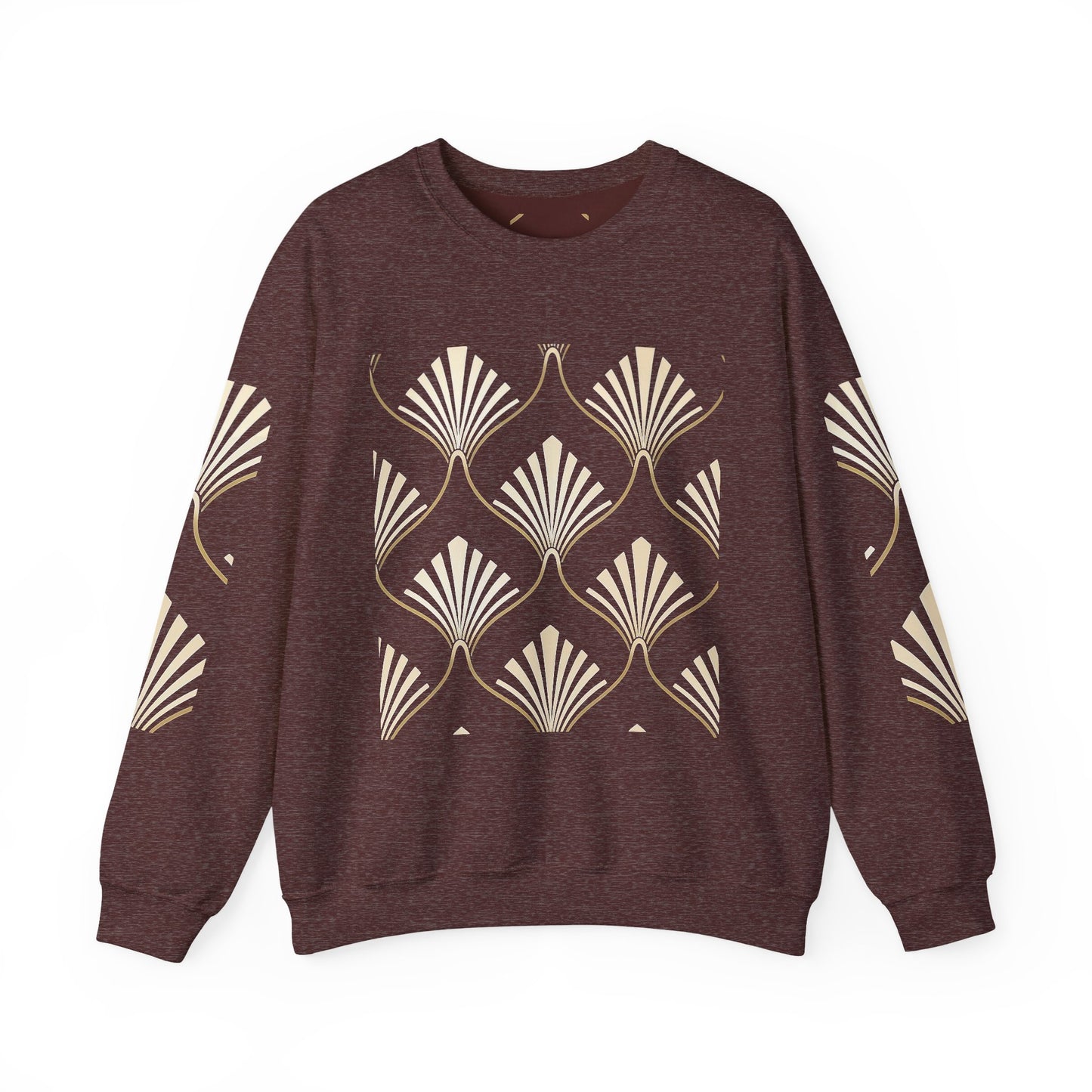 Elegant Gold Fan Pattern Crewneck Sweatshirt