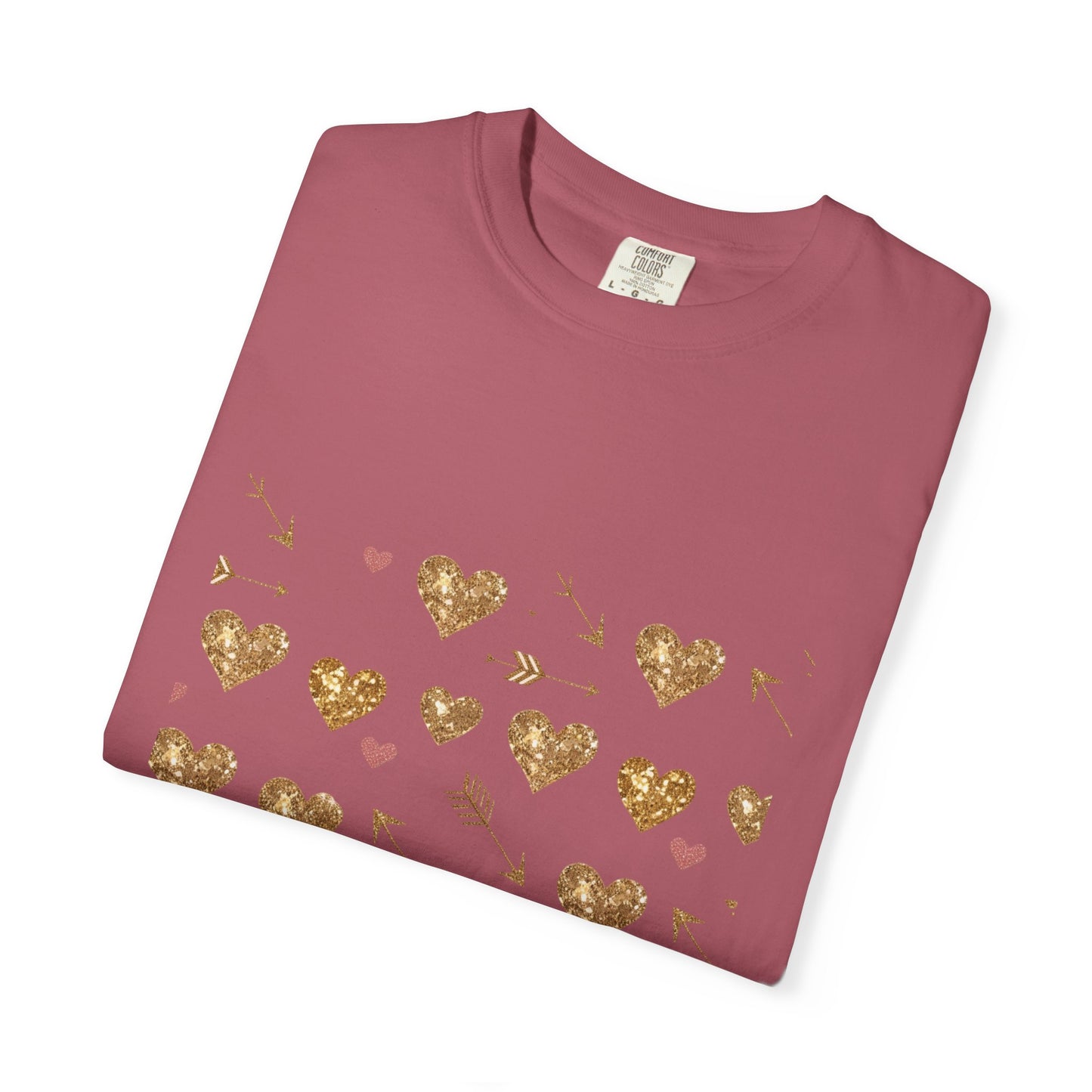 Gold Heart Pattern Women T-Shirt - Perfect for Everyday Love