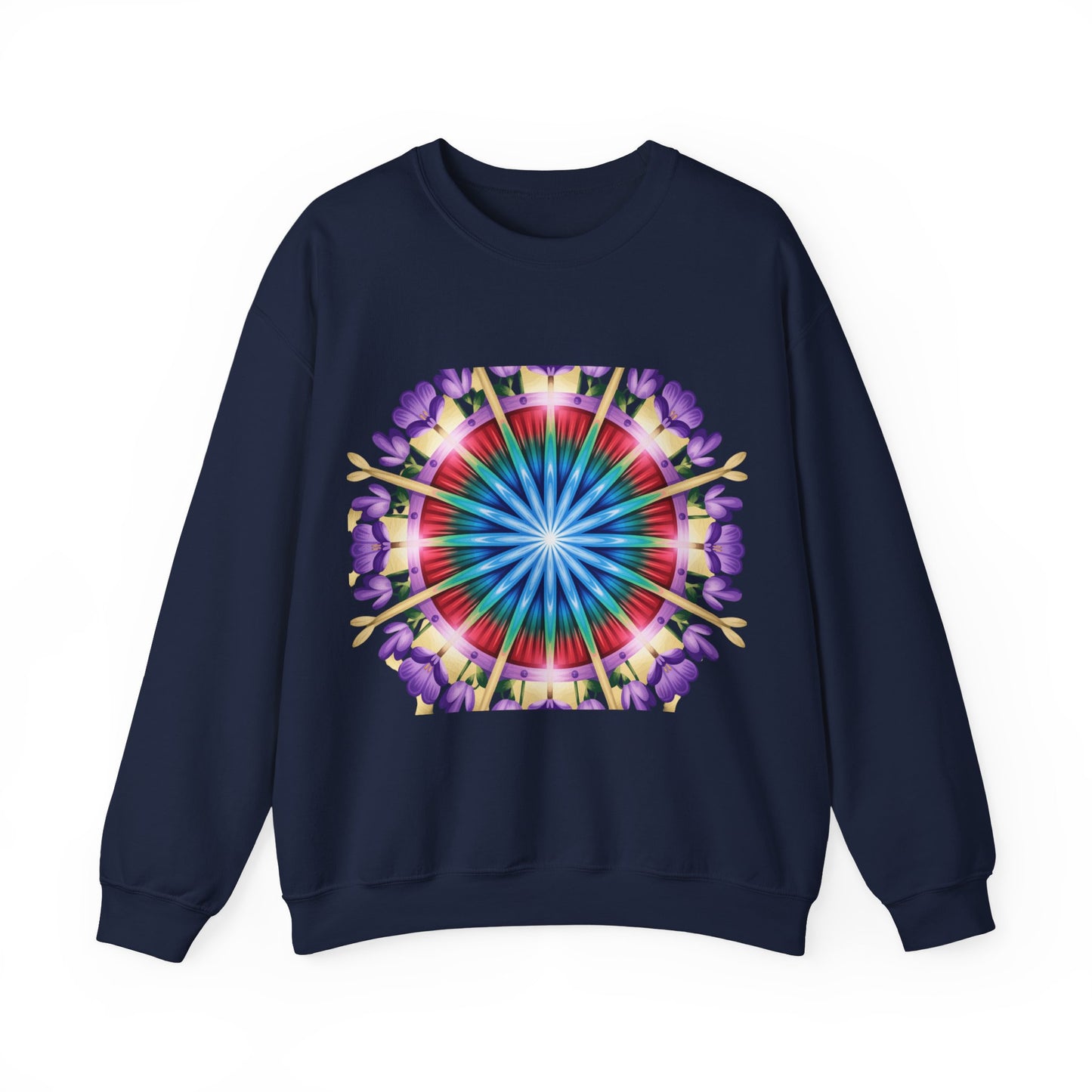 Vibrant Floral Mandala Crewneck Sweatshirt | Cozy Apparel, Stylish Gift, Casual Wear, Everyday Comfort, Botanical Design