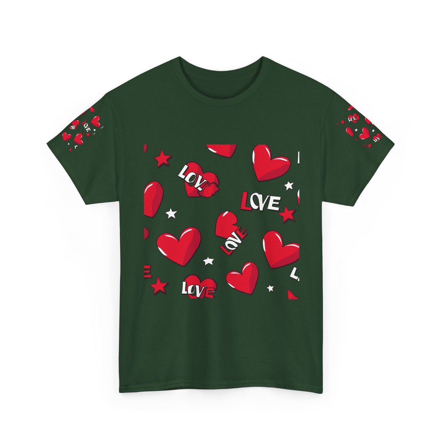 Romantic Love Heart Heavy Cotton Tee - Perfect for Everyday Wear