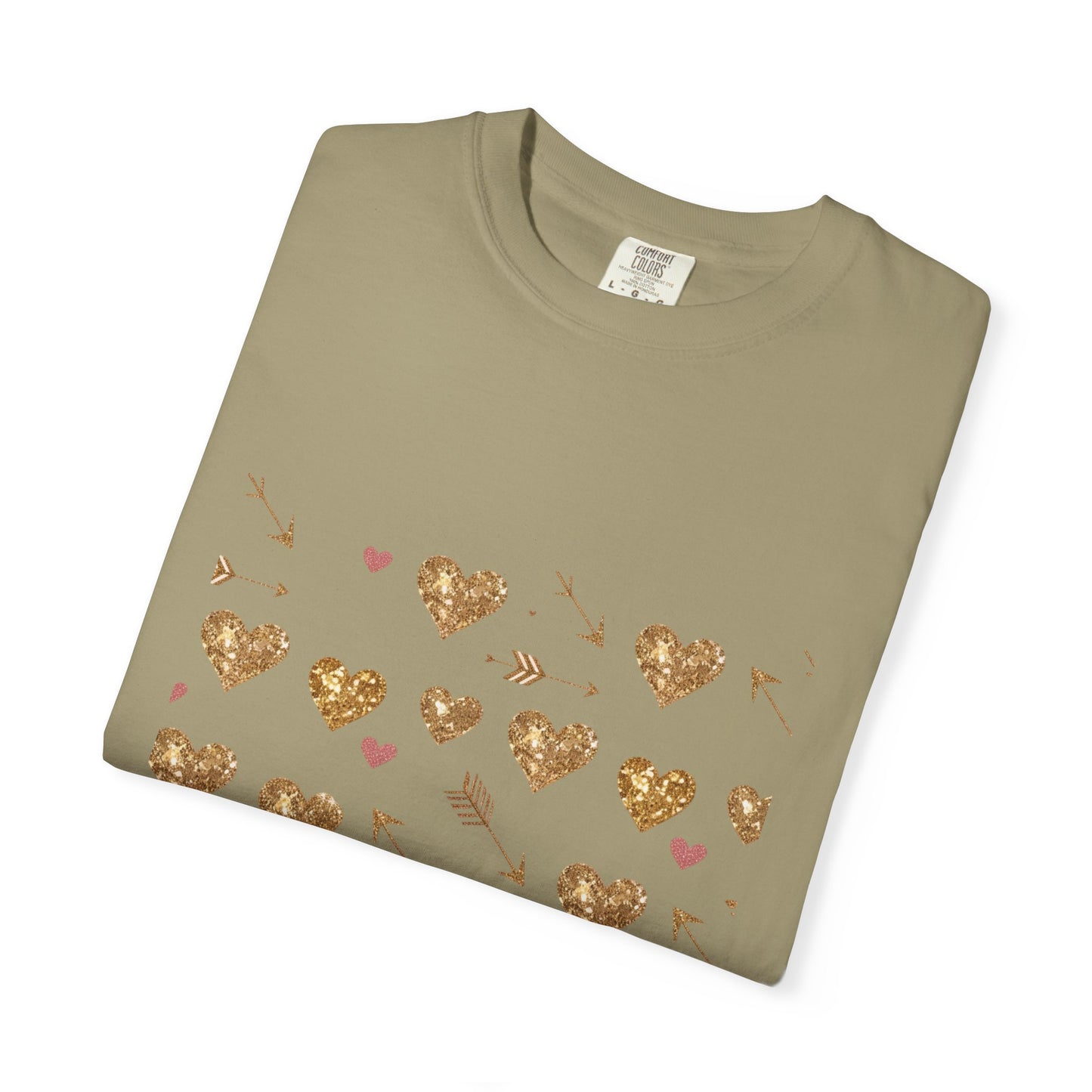 Gold Heart Pattern Women T-Shirt - Perfect for Everyday Love
