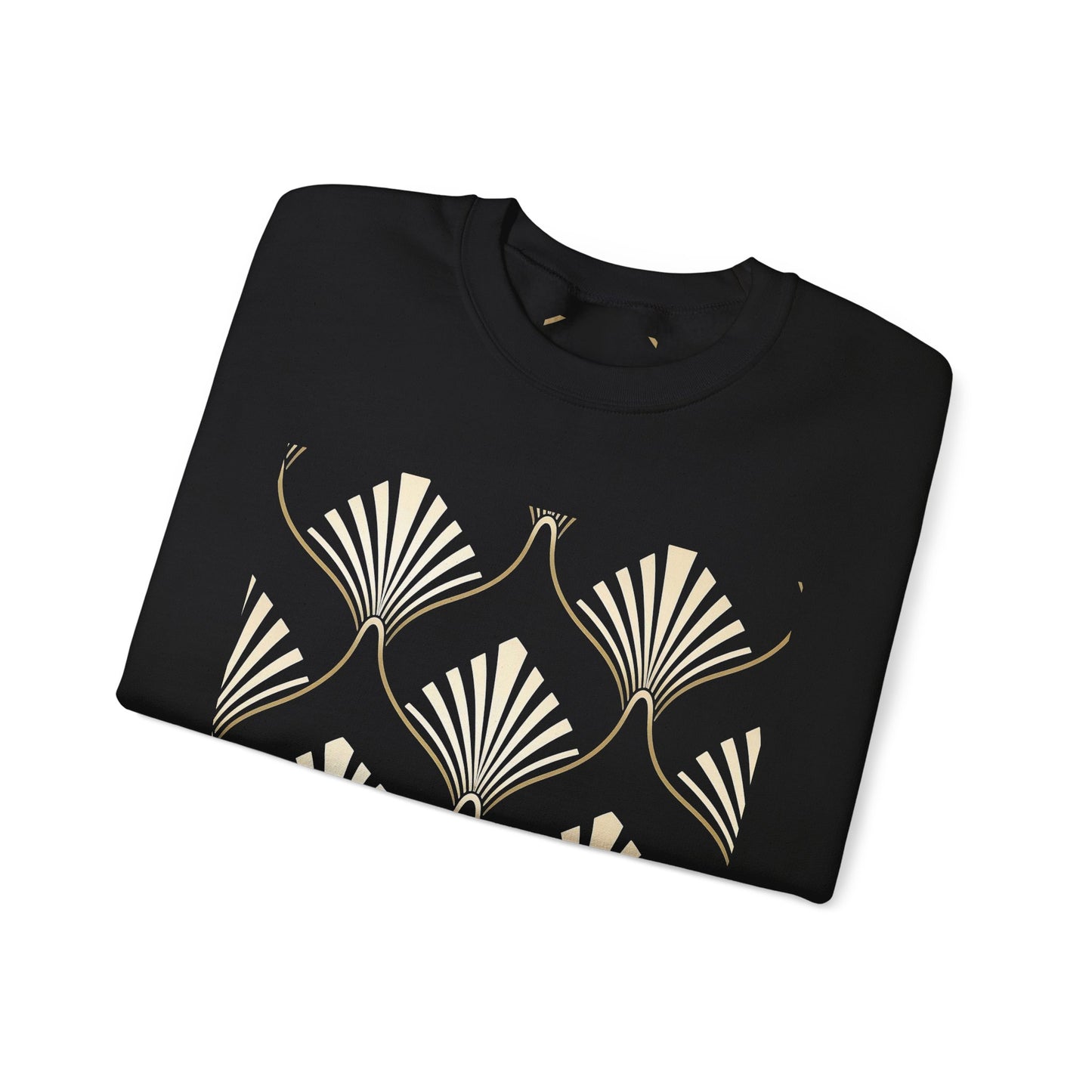 Elegant Gold Fan Pattern Crewneck Sweatshirt