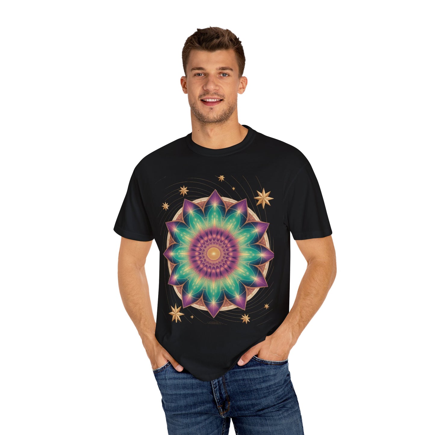 Tie-Dye Mandala T-Shirt, Spiritual Apparel, Bohemian Style Tee, Festival Wear, Eco-Friendly Fashion