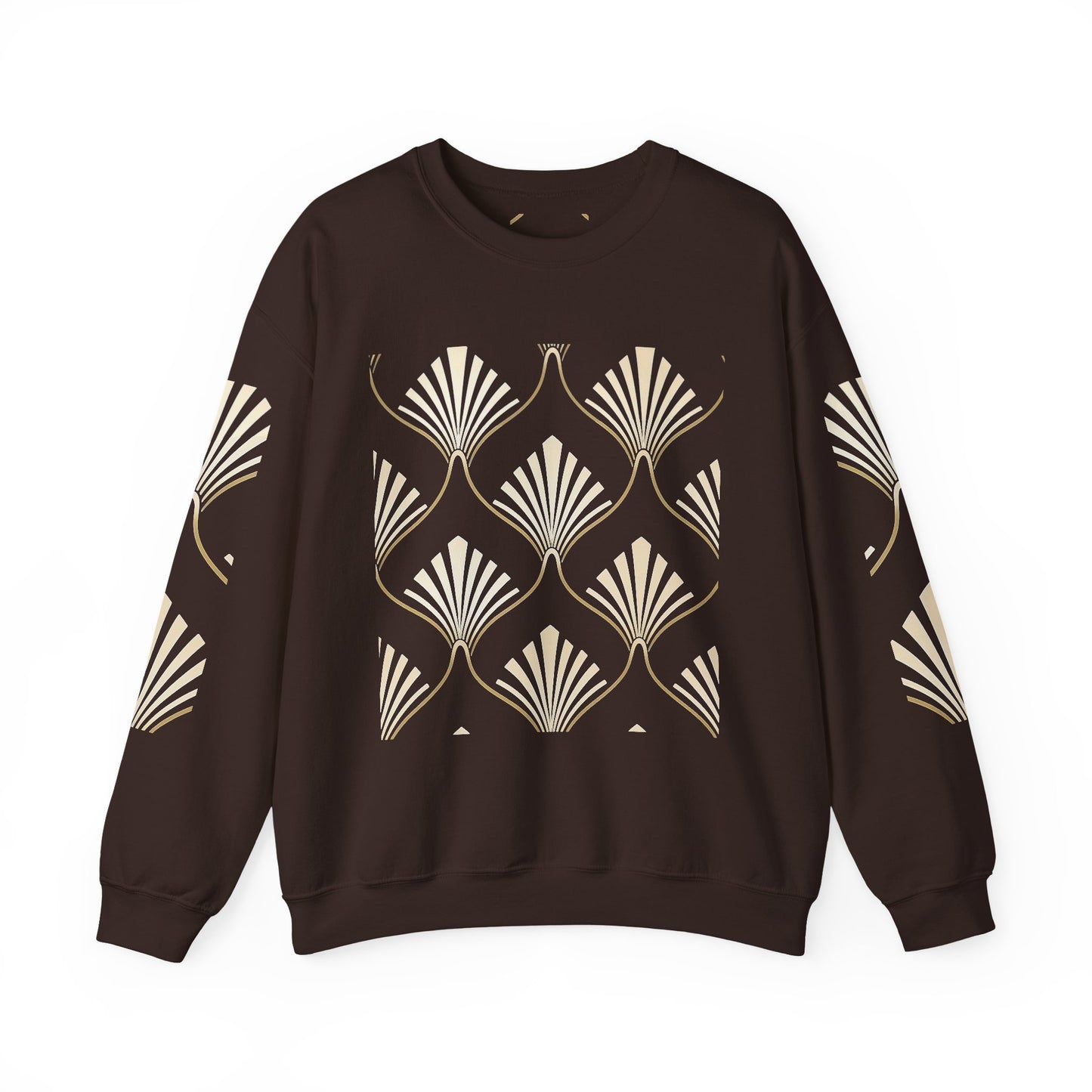 Elegant Gold Fan Pattern Crewneck Sweatshirt