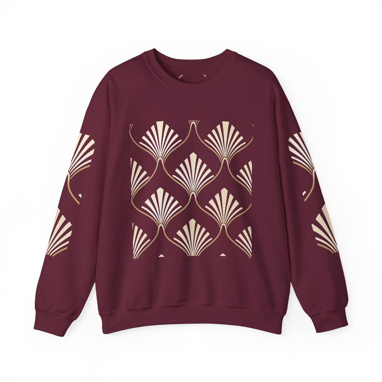 Elegant Gold Fan Pattern Crewneck Sweatshirt