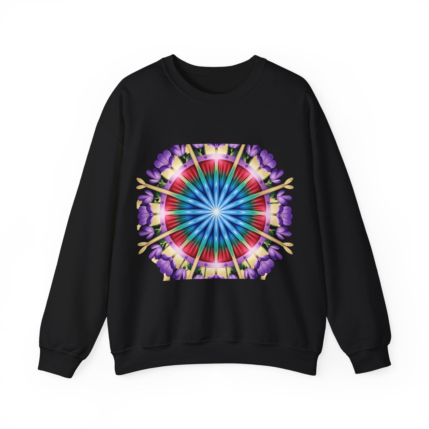 Vibrant Floral Mandala Crewneck Sweatshirt | Cozy Apparel, Stylish Gift, Casual Wear, Everyday Comfort, Botanical Design