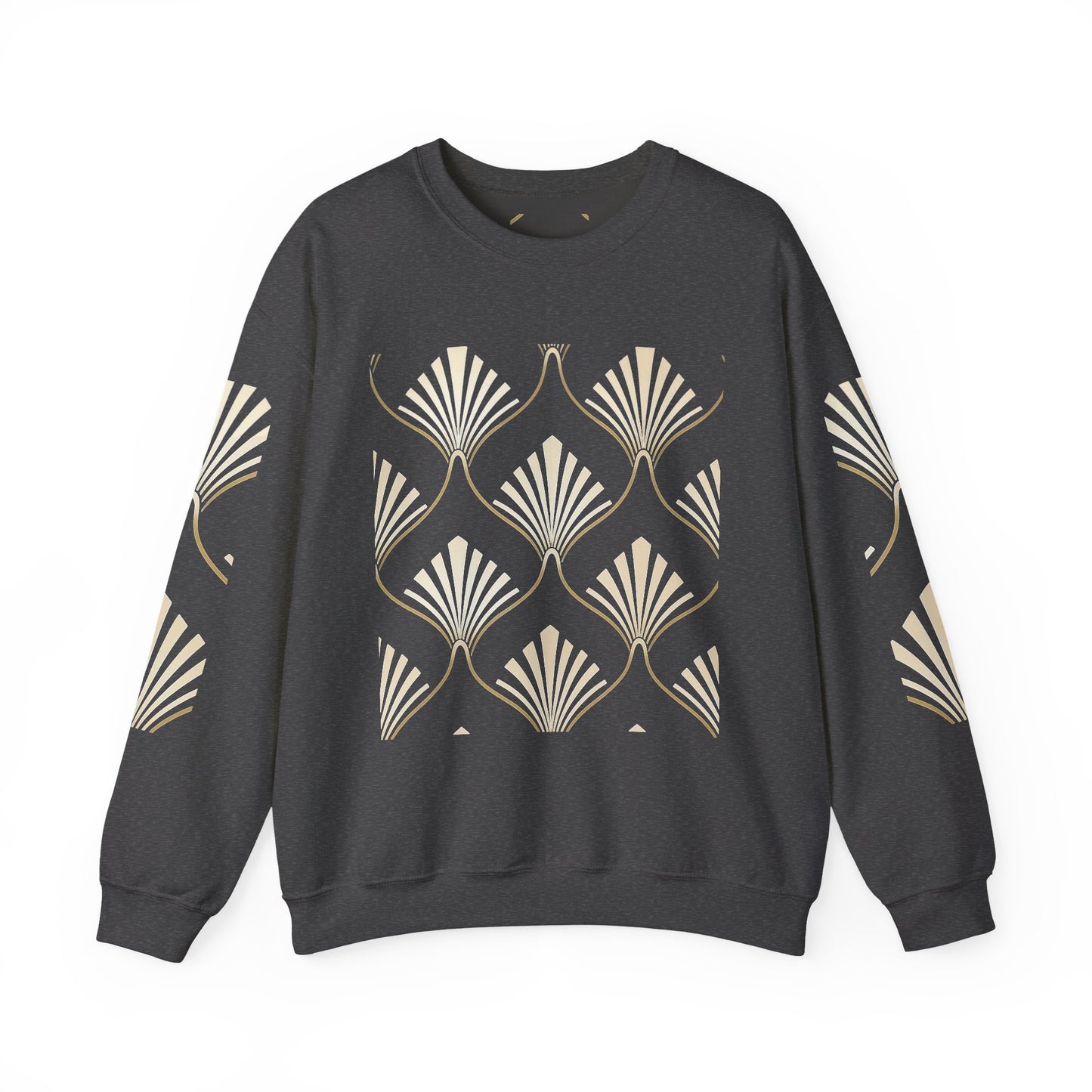Elegant Gold Fan Pattern Crewneck Sweatshirt
