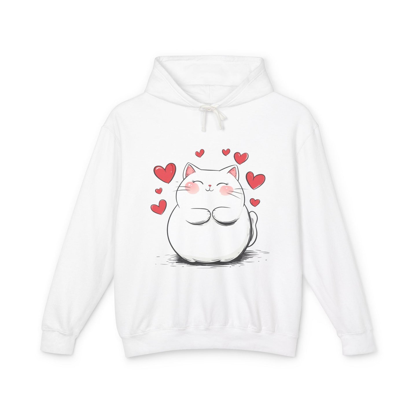 Cute Cat Love Lightweight Hooded Sweatshirt
