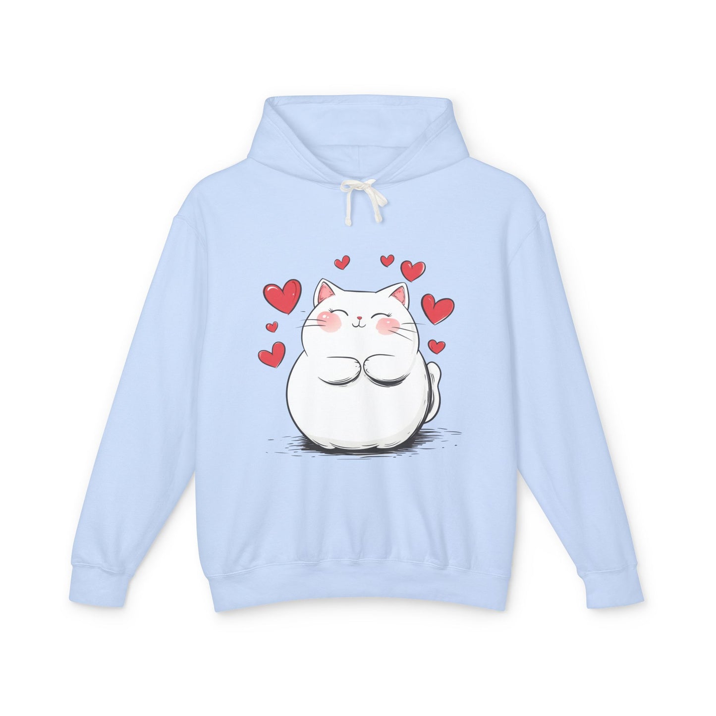 Cute Cat Love Lightweight Hooded Sweatshirt