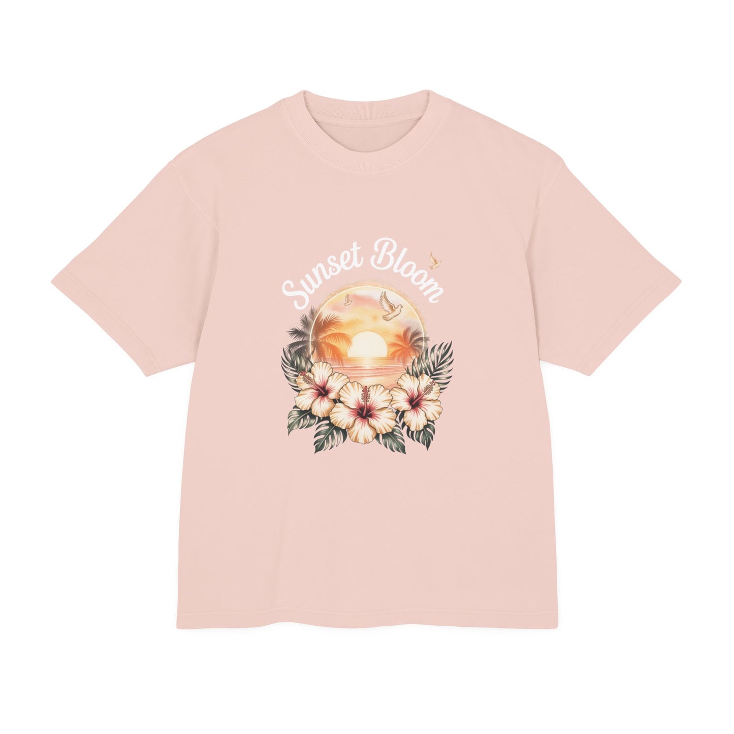 Sunset Bloom Heavy Tee | Soft Urban T-Shirt, Summer Outfit, Floral Graphic Tee, Beachwear, Gift for Her