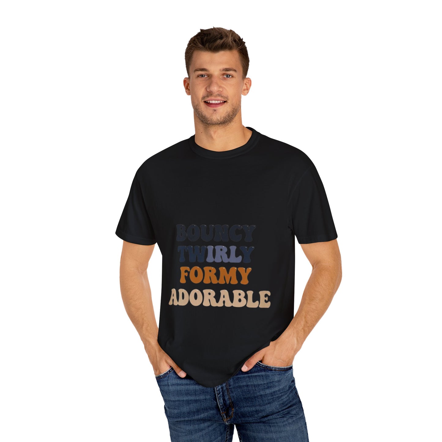 Bouncy Twirly Adorable T-Shirt – Men Garment-Dyed Tee for Fun Lovin' Souls