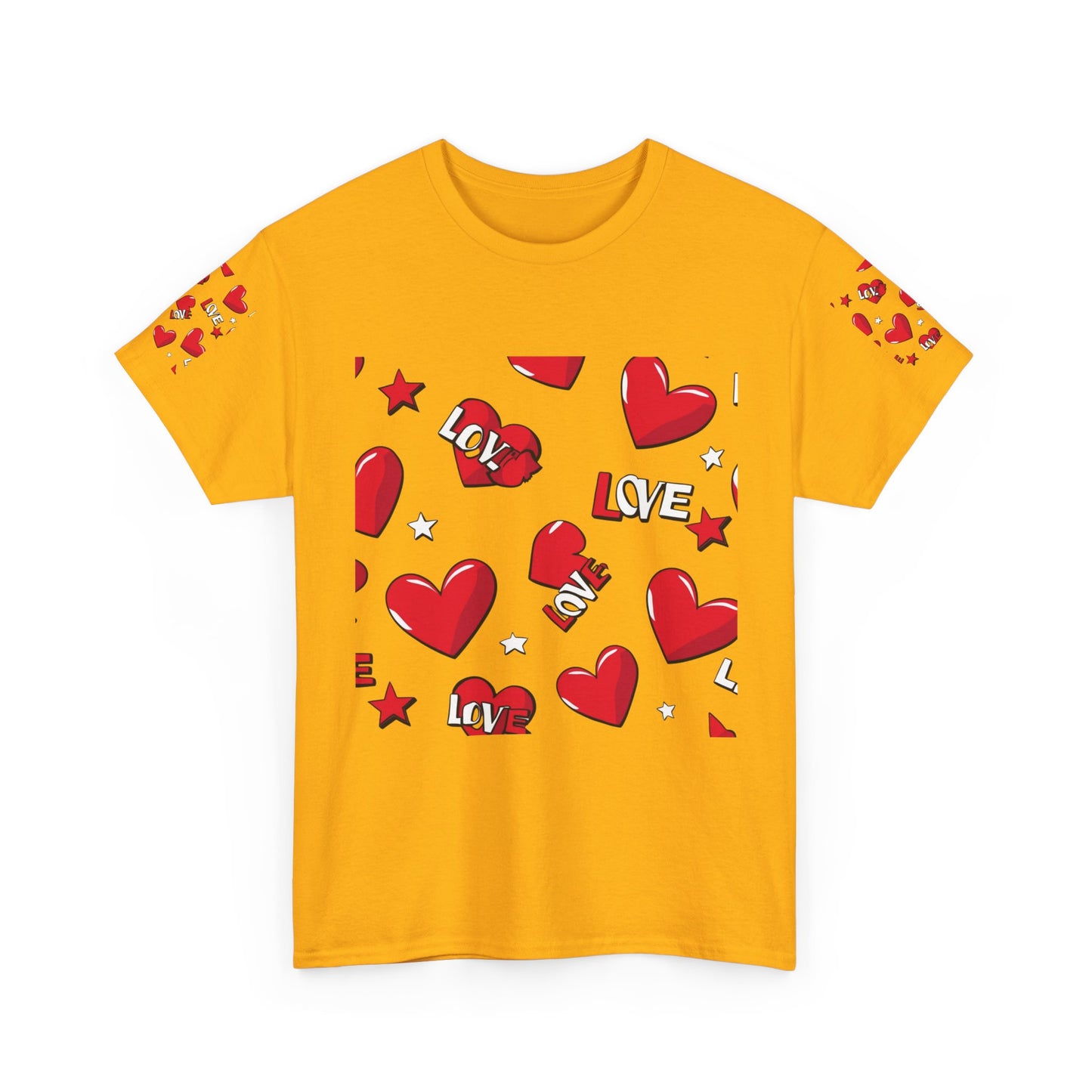 Romantic Love Heart Heavy Cotton Tee - Perfect for Everyday Wear