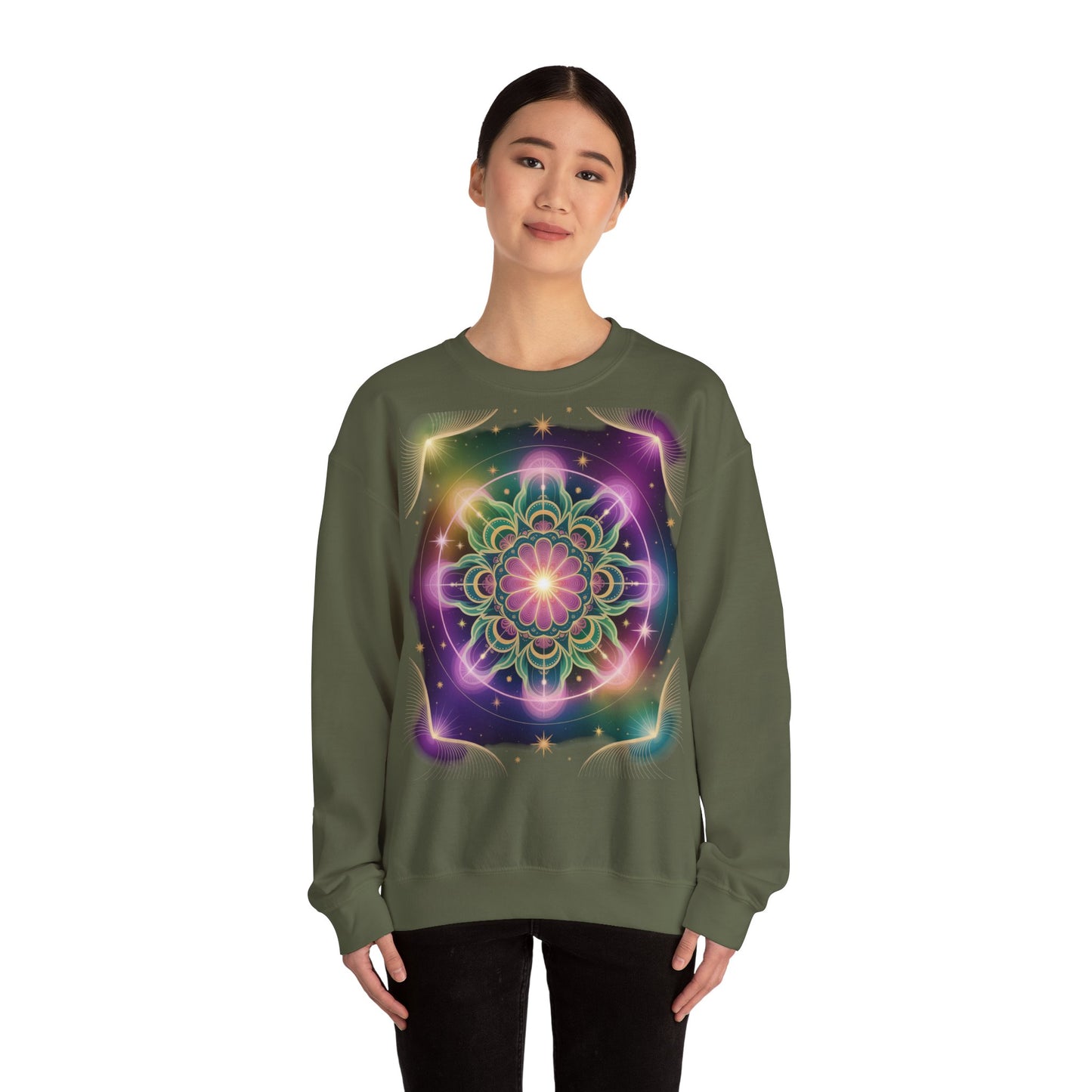 Cosmic Mandala Sweatshirt | Women's Crewneck | Soft Heavy Blend | Ideal for Cozy Nights, Meditation, Festivals, Gifts