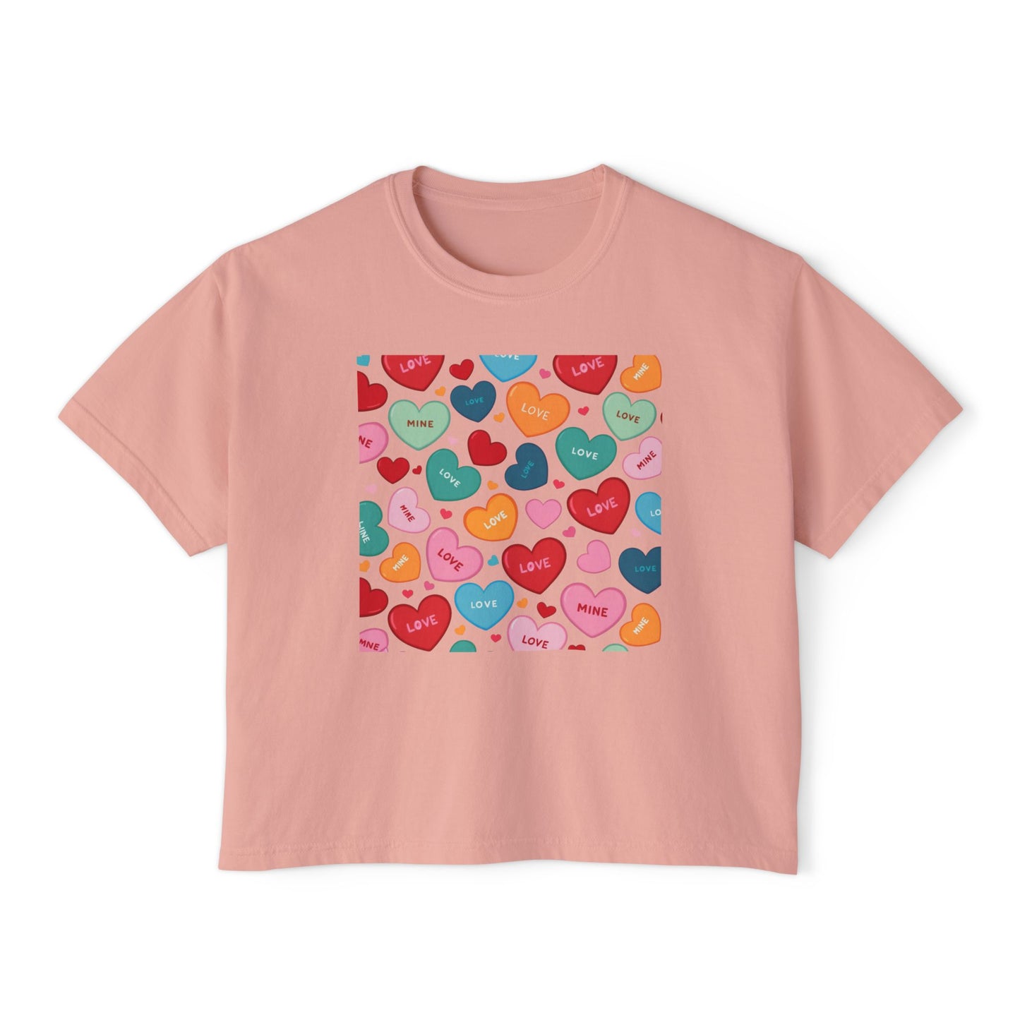 Women's Love Boxy Tee - Heart Print Shirt