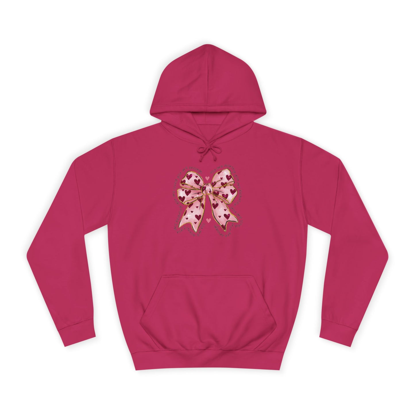 Cute Pink Bow College Hoodie - Stylish & Comfy