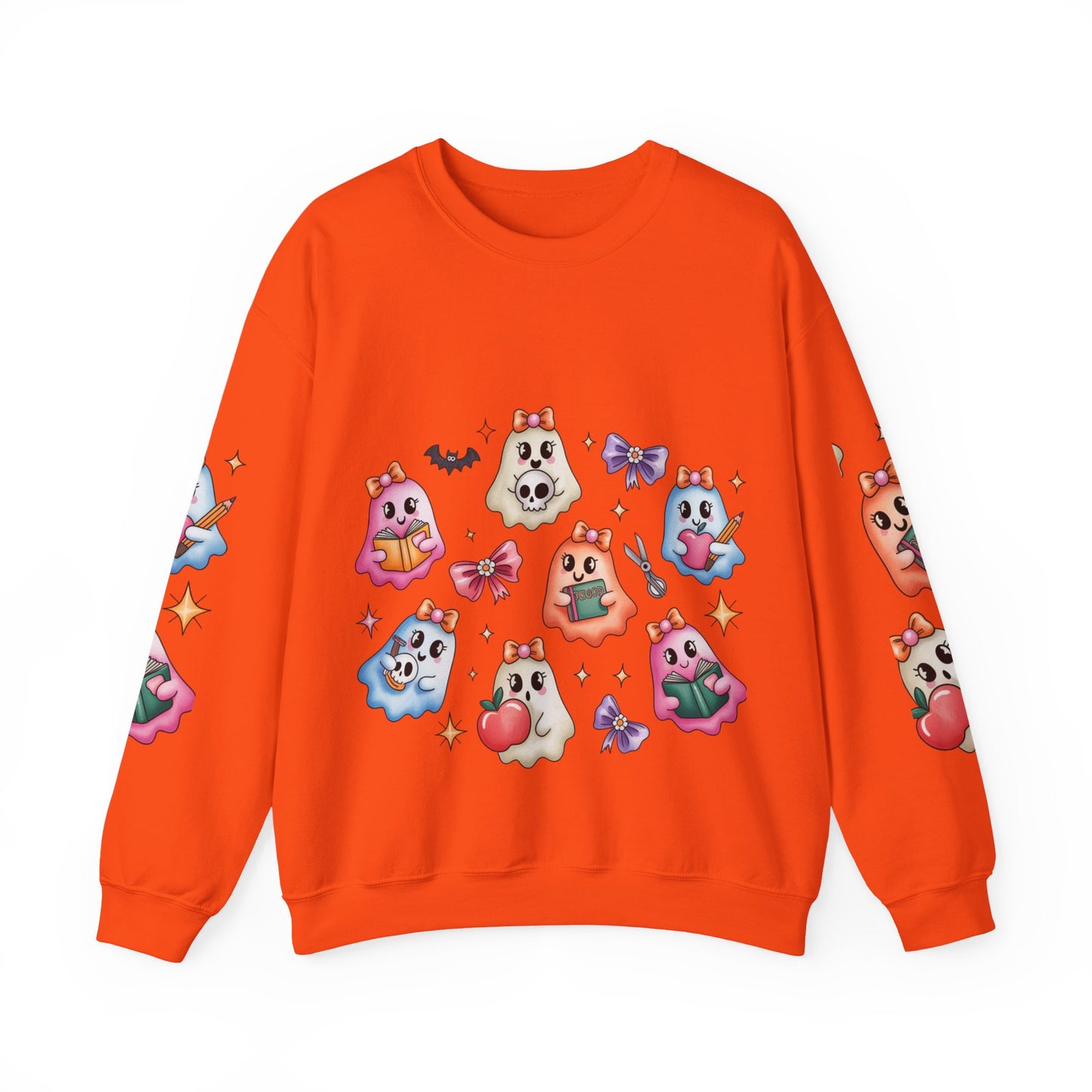 Cute Ghosts Women Crewneck Sweatshirt, Cozy Halloween Apparel, Spooky Season Outfit, Gift for Ghost Lovers, Funny Sweatshirt for Fall