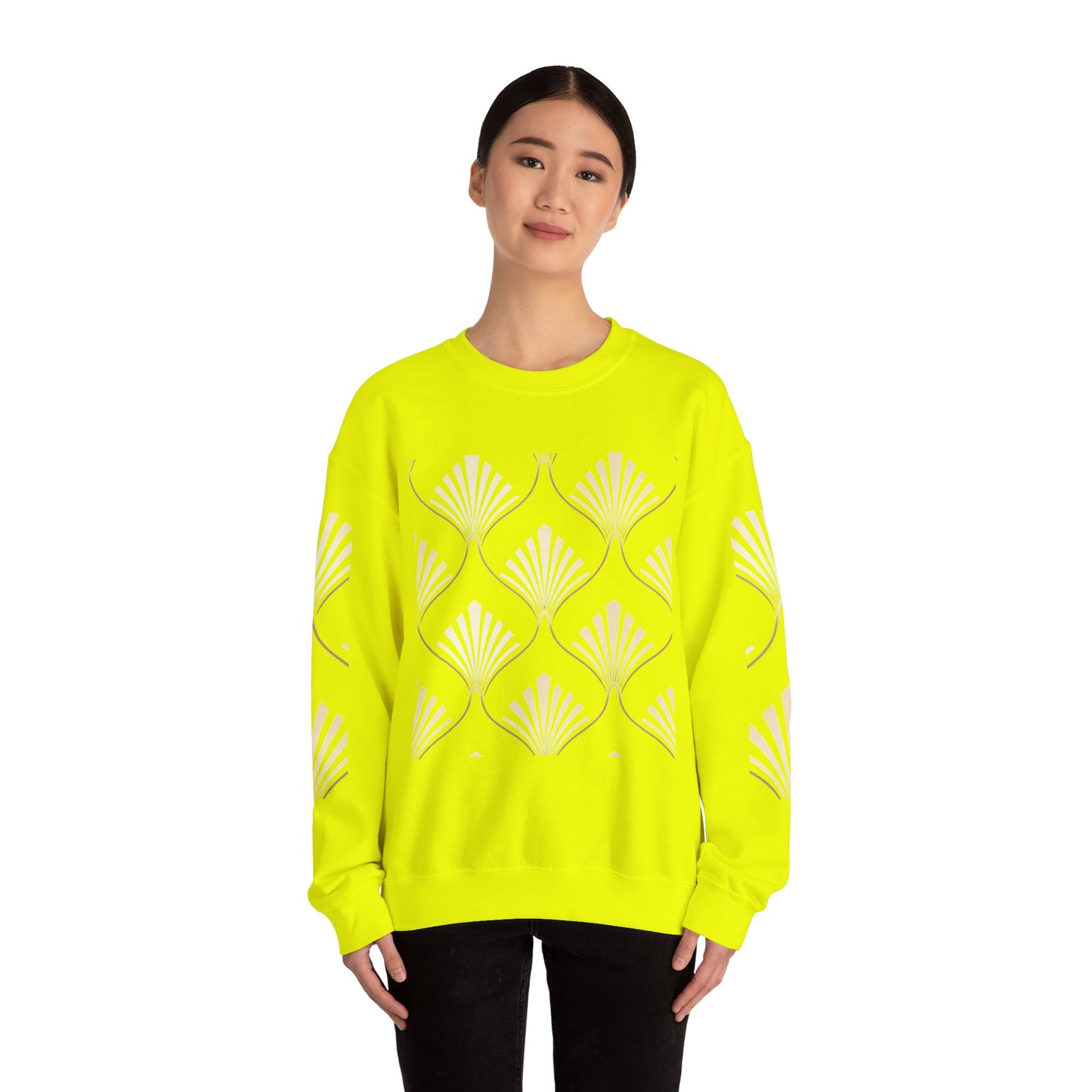 Elegant Gold Fan Pattern Crewneck Sweatshirt