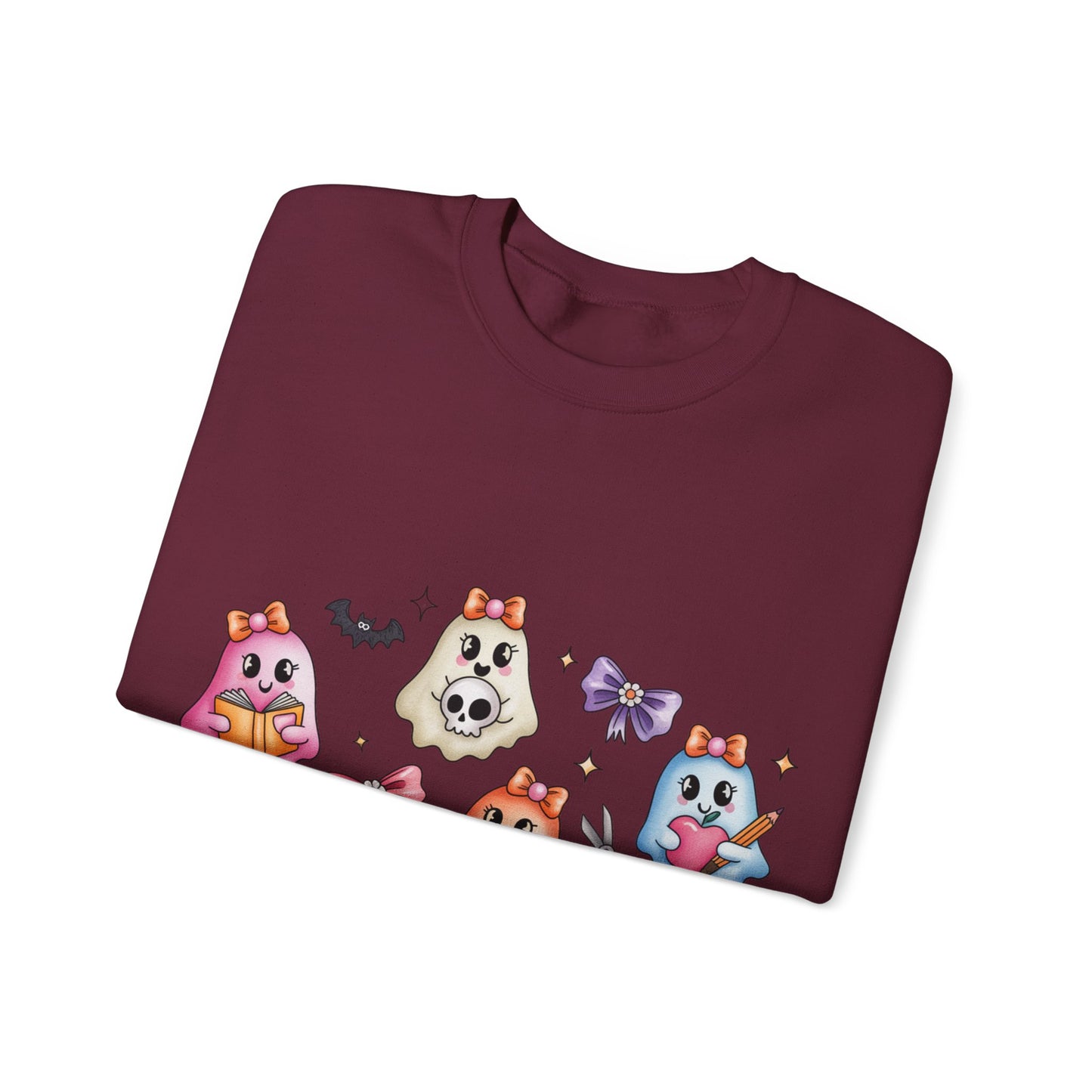 Cute Ghosts Women Crewneck Sweatshirt, Cozy Halloween Apparel, Spooky Season Outfit, Gift for Ghost Lovers, Funny Sweatshirt for Fall
