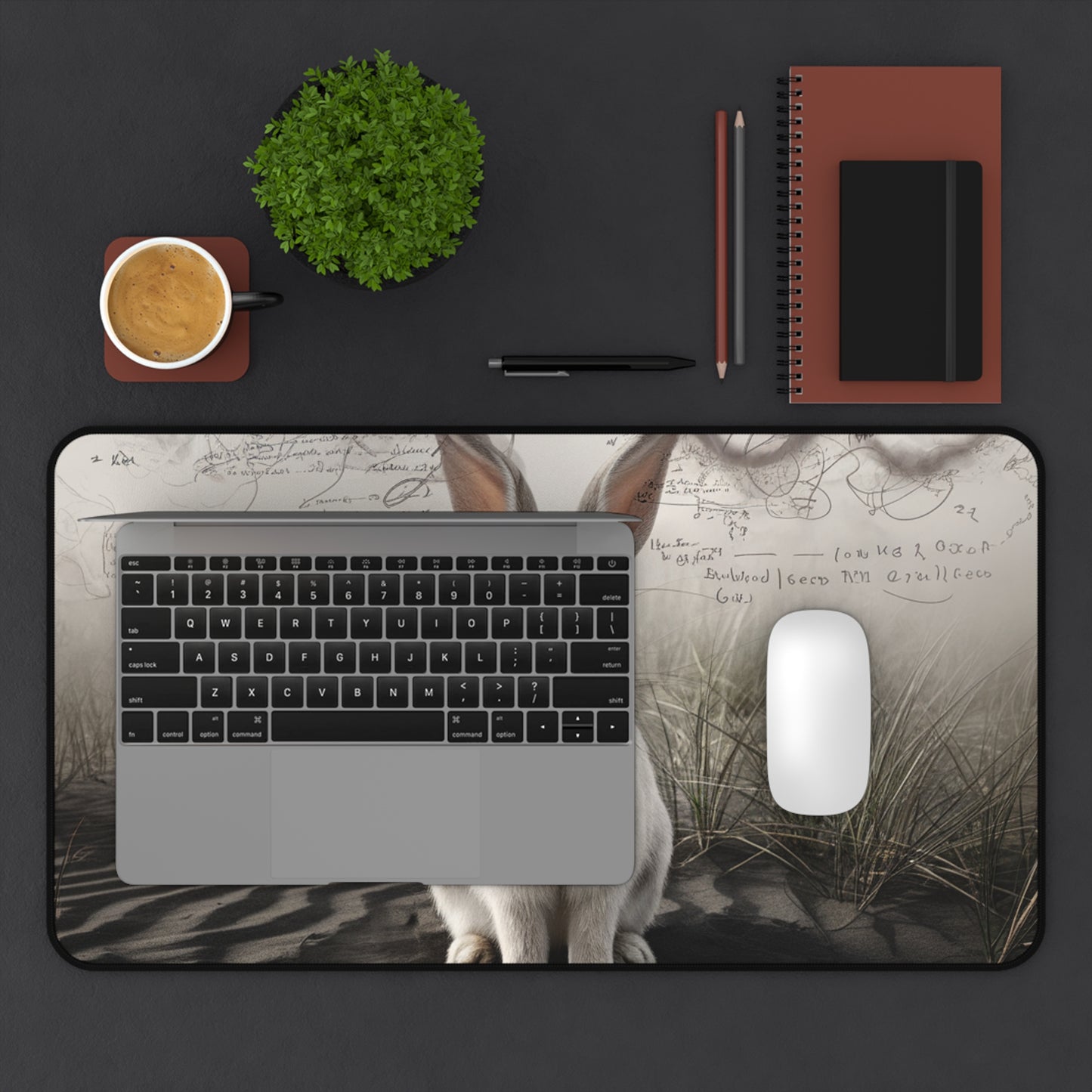 Whimsical Rabbit Desk Mat - Nature-Inspired Desk Accessory for Home or Office