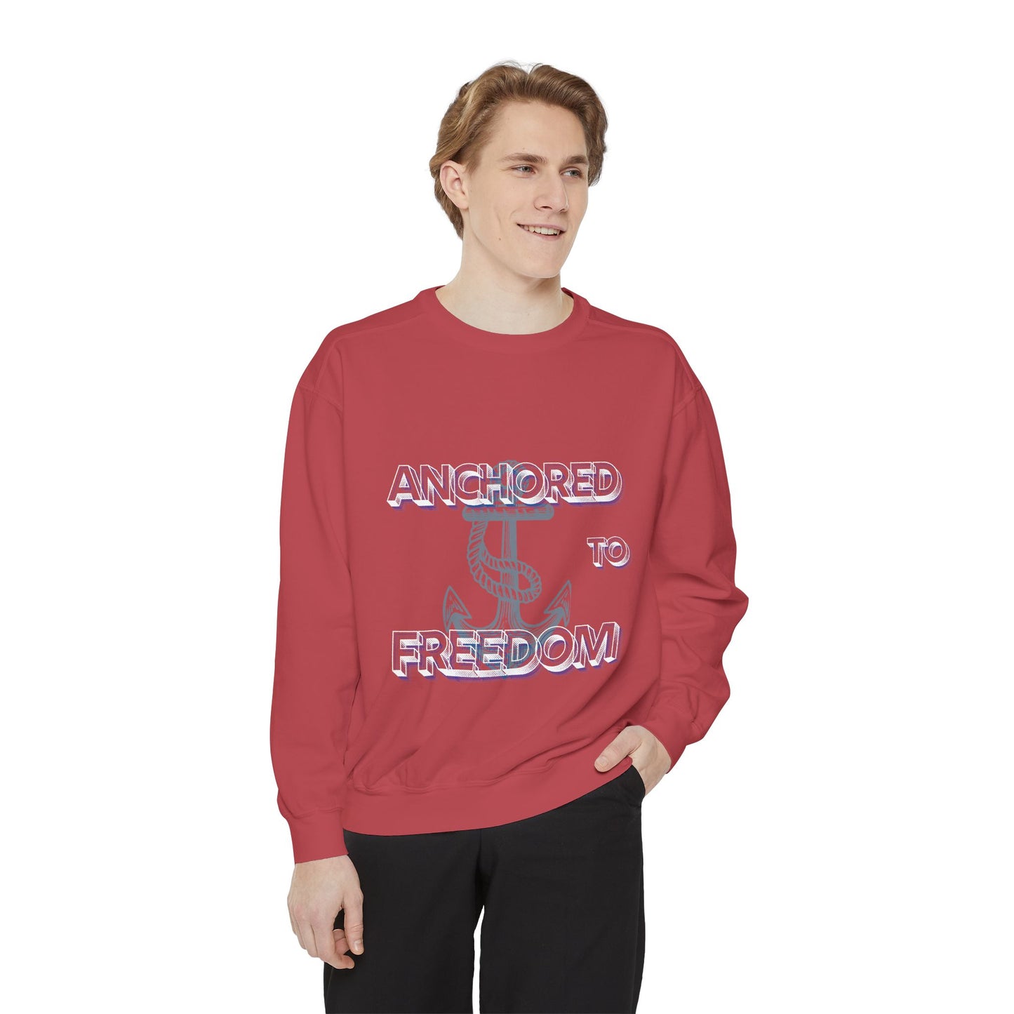 Anchored to Freedom Garment-Dyed Sweatshirt | Relaxed & Trendy Style
