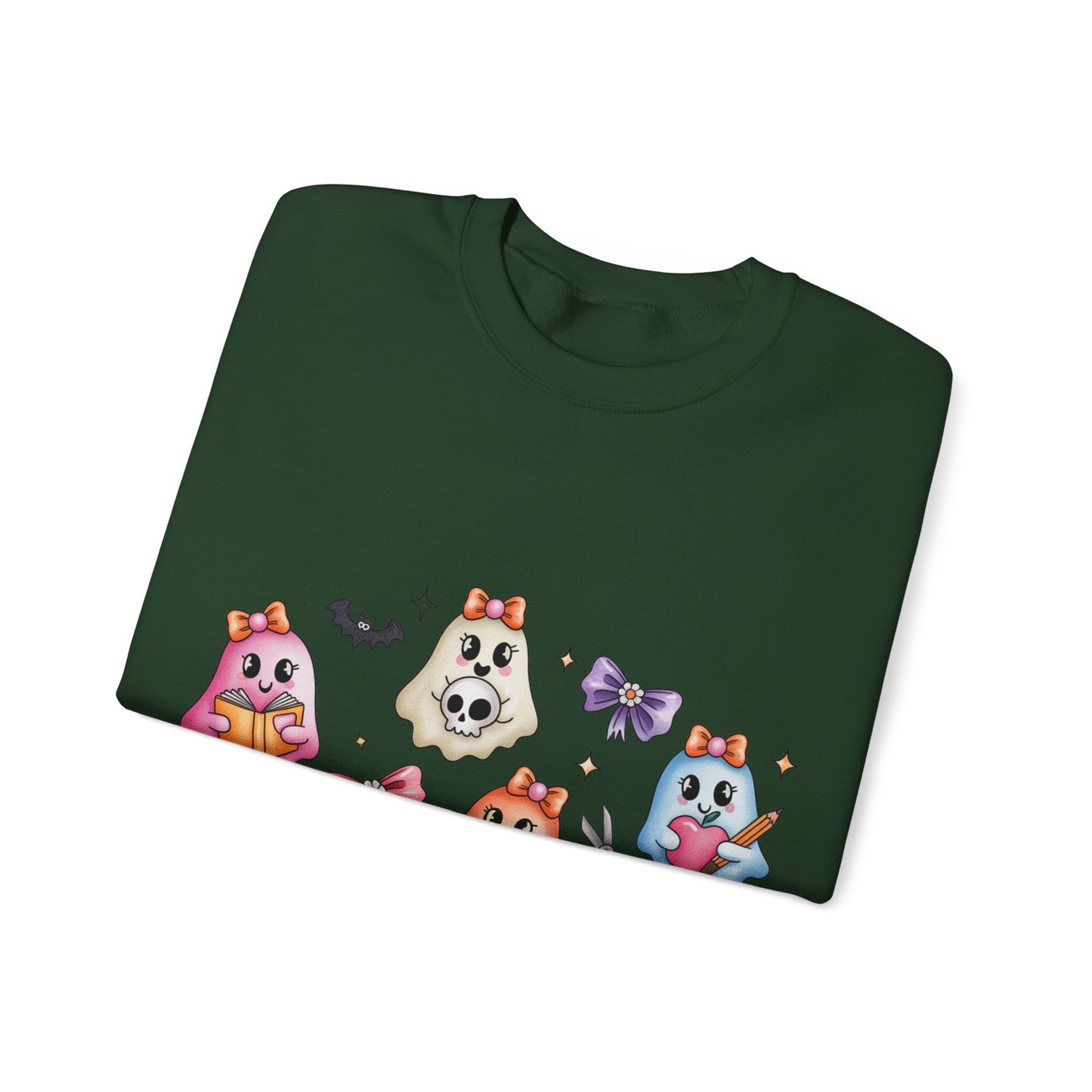 Cute Ghosts Women Crewneck Sweatshirt, Cozy Halloween Apparel, Spooky Season Outfit, Gift for Ghost Lovers, Funny Sweatshirt for Fall
