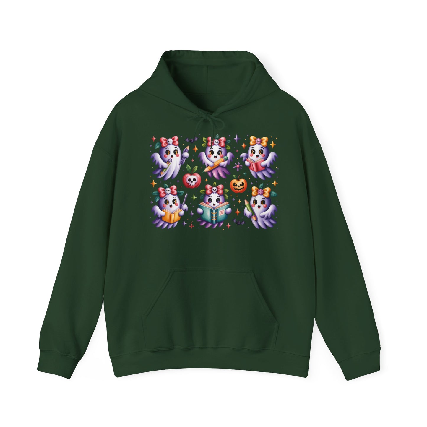 Whimsical Ghosts Halloween Hoodie, Spooky Sweatshirt, Women Cozy Pullover, Halloween Apparel, Pumpkin Decor, Ghostly Fashion
