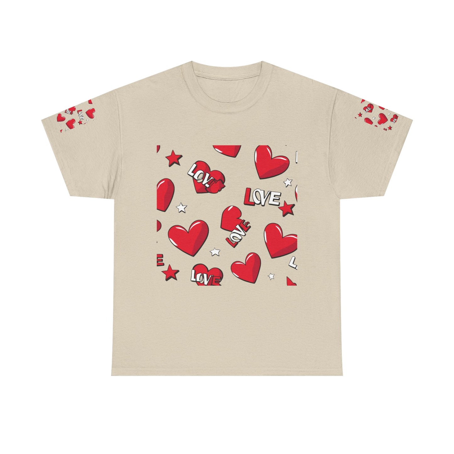 Romantic Love Heart Heavy Cotton Tee - Perfect for Everyday Wear