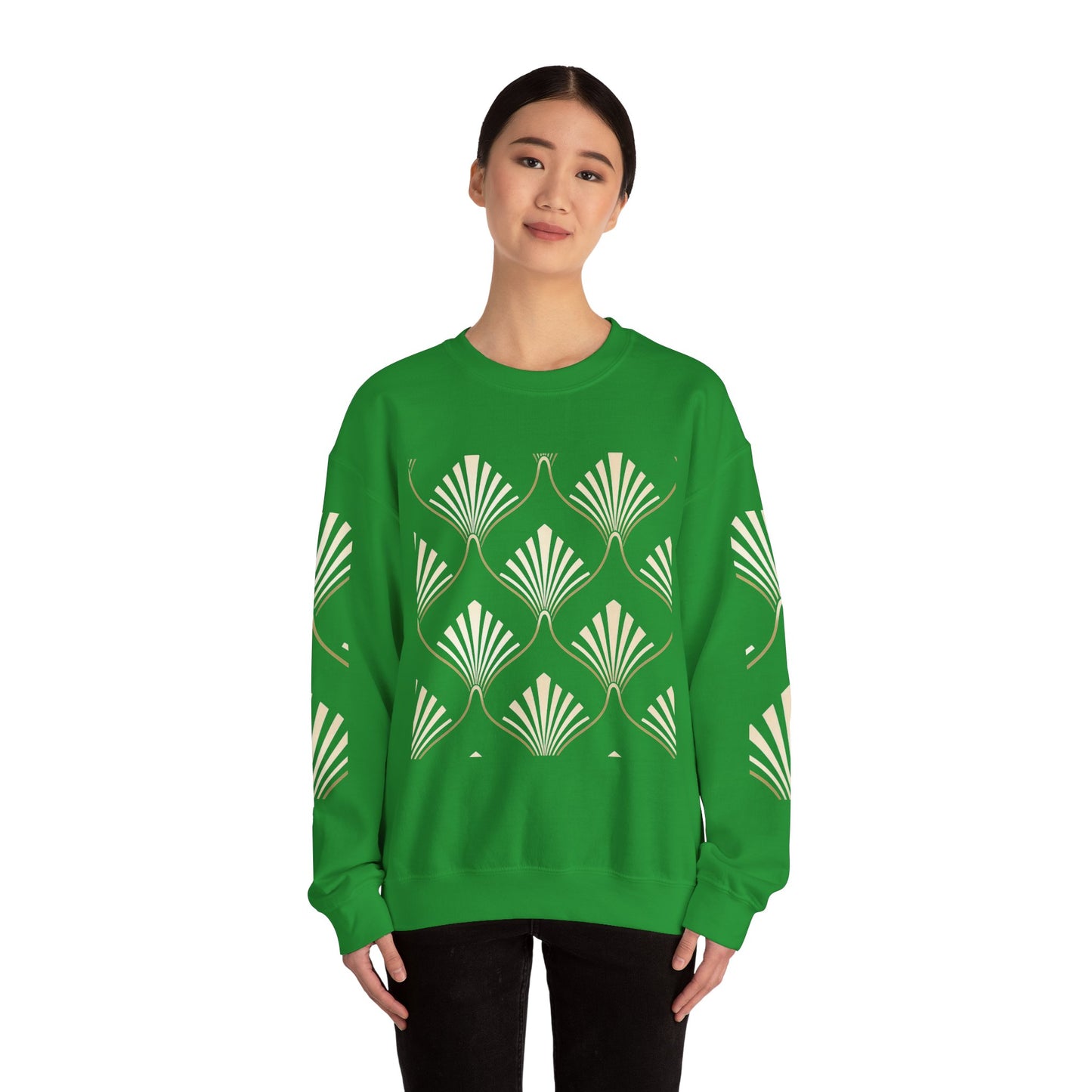 Elegant Gold Fan Pattern Crewneck Sweatshirt
