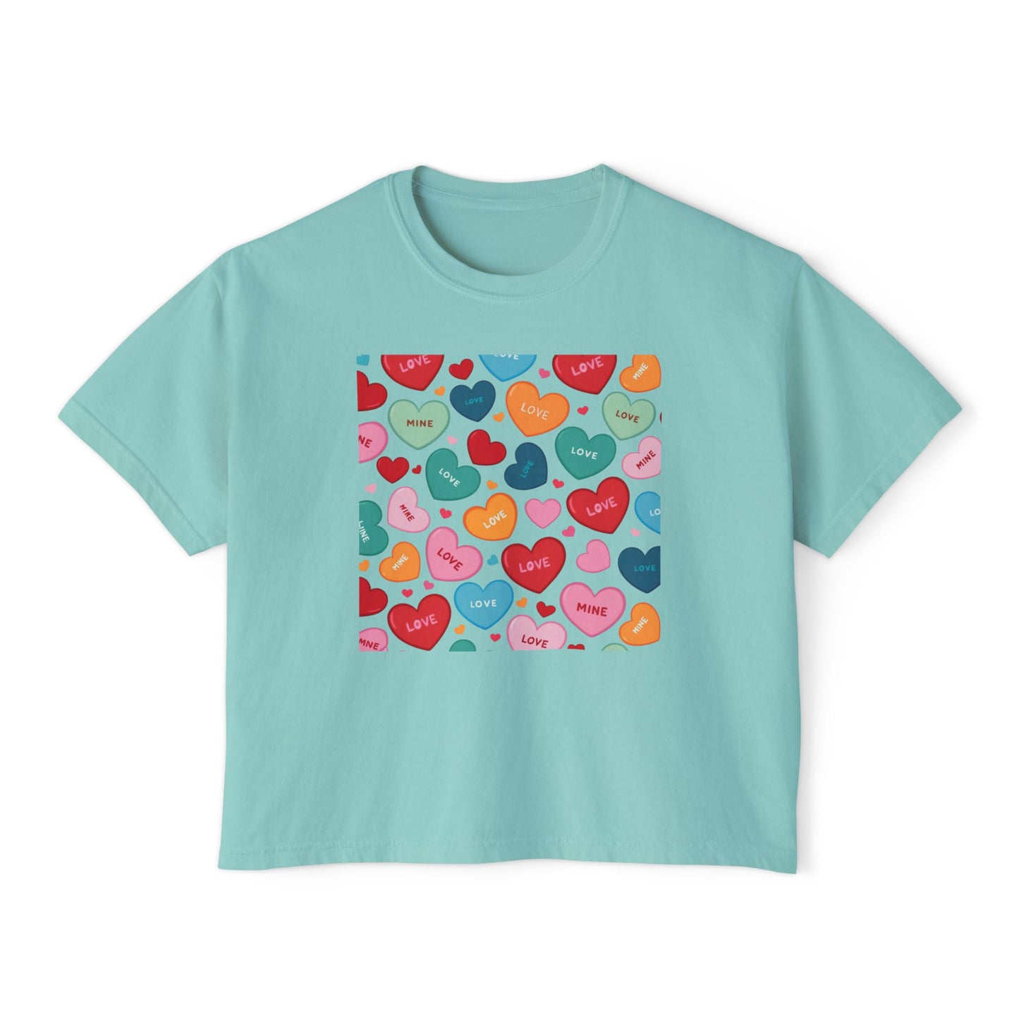 Women's Love Boxy Tee - Heart Print Shirt