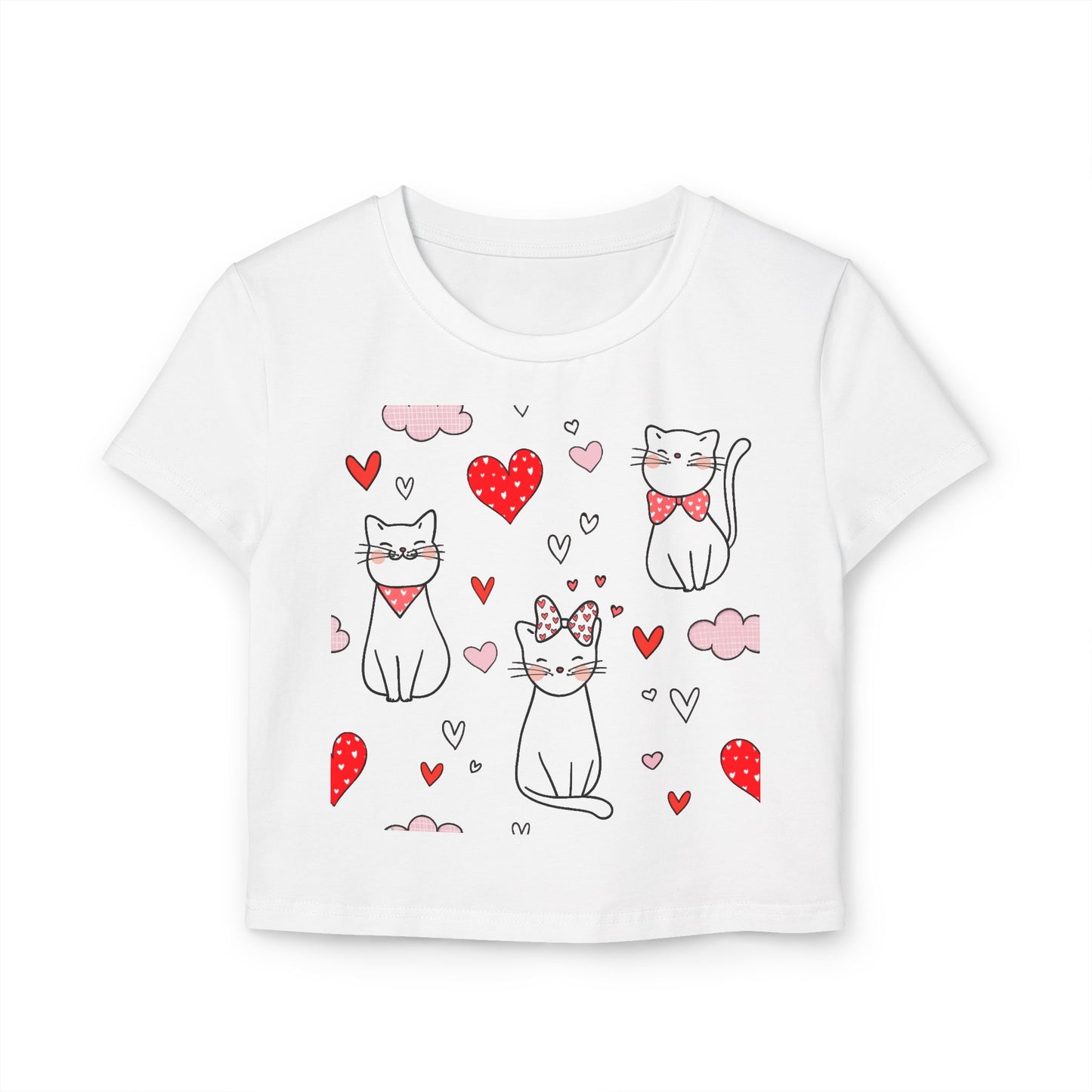 Cute Cat Love Women's Baby Tee - Adorable Heart Design
