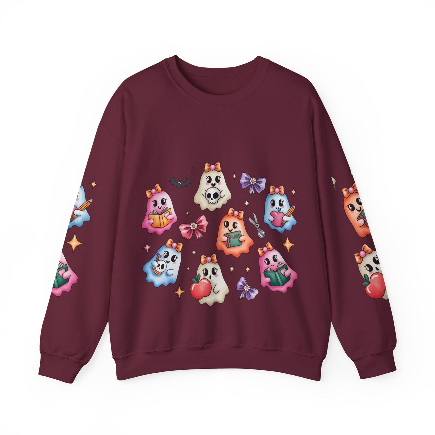 Cute Ghosts Women Crewneck Sweatshirt, Cozy Halloween Apparel, Spooky Season Outfit, Gift for Ghost Lovers, Funny Sweatshirt for Fall
