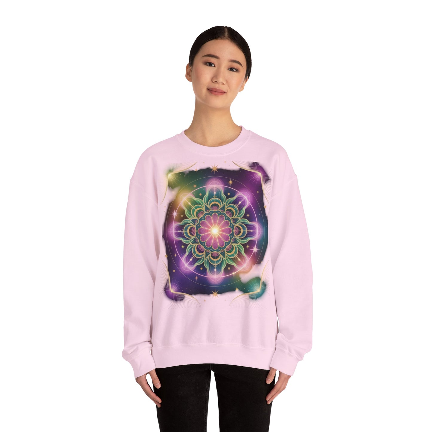 Cosmic Mandala Sweatshirt | Women's Crewneck | Soft Heavy Blend | Ideal for Cozy Nights, Meditation, Festivals, Gifts