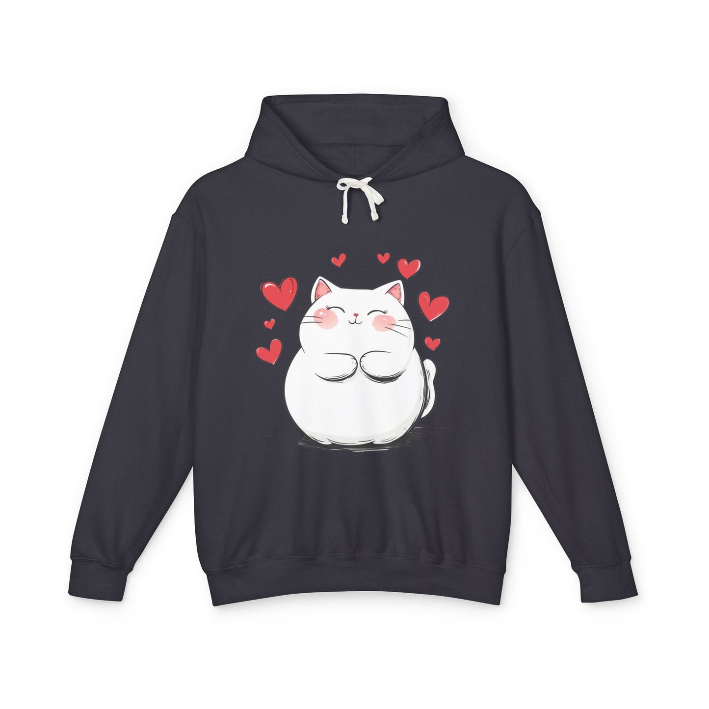 Cute Cat Love Lightweight Hooded Sweatshirt