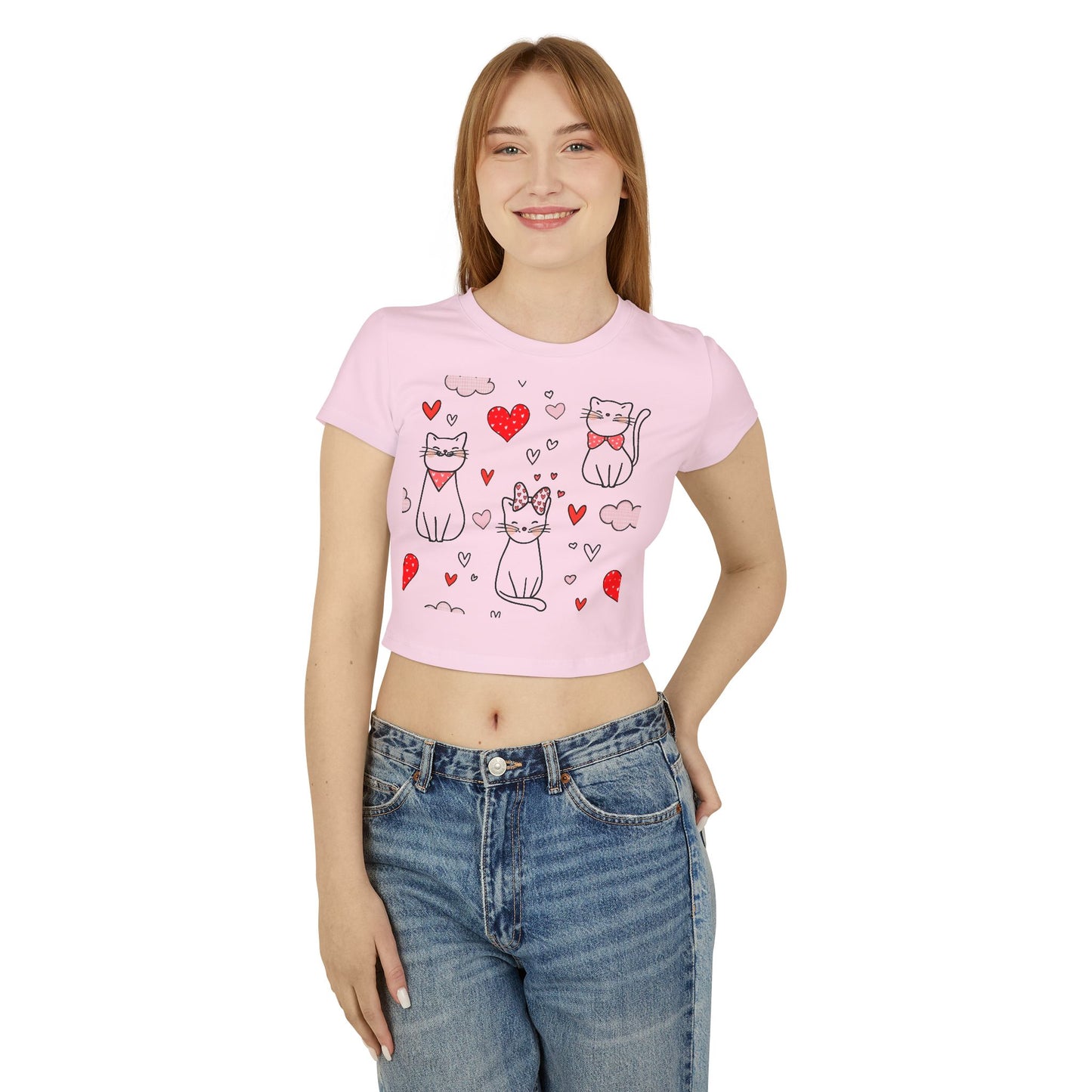 Camiseta de bebé para mujer con adorable diseño de corazón y adorable gato