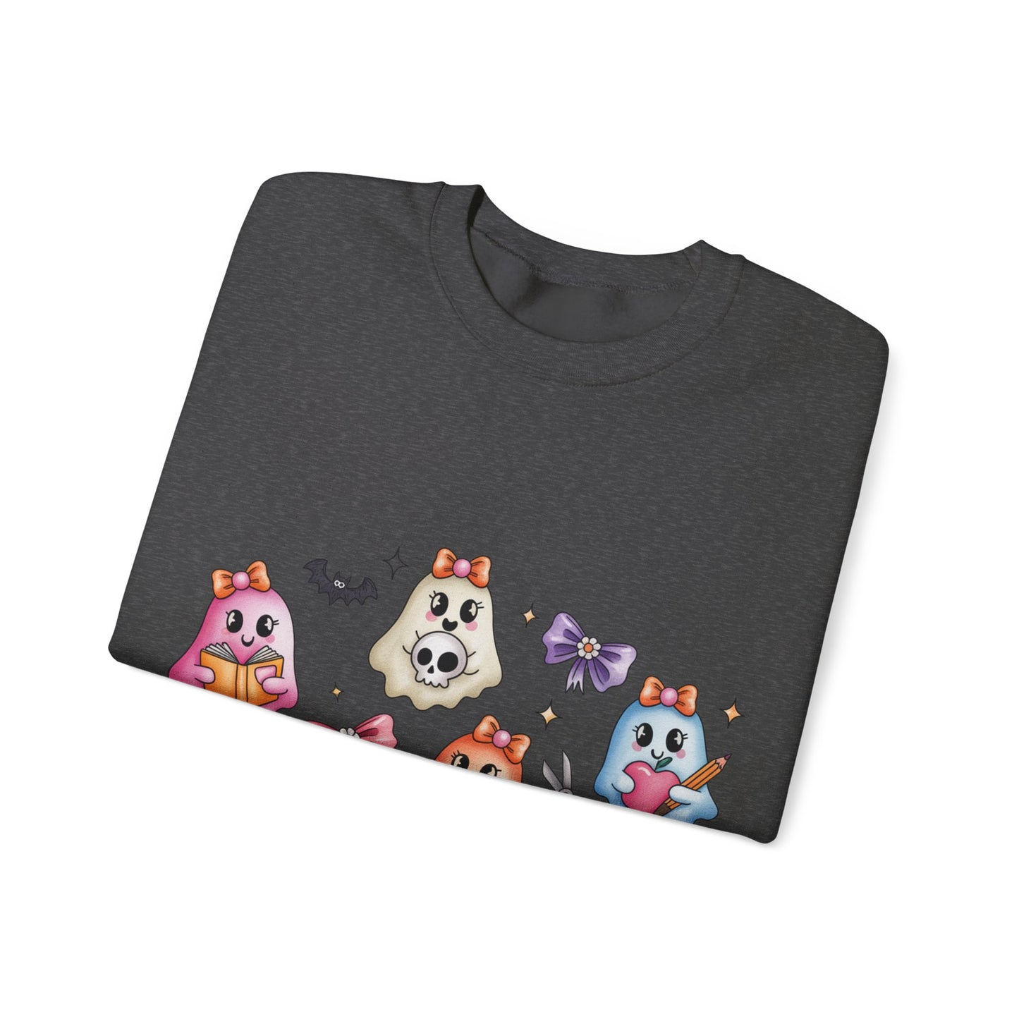 Cute Ghosts Women Crewneck Sweatshirt, Cozy Halloween Apparel, Spooky Season Outfit, Gift for Ghost Lovers, Funny Sweatshirt for Fall
