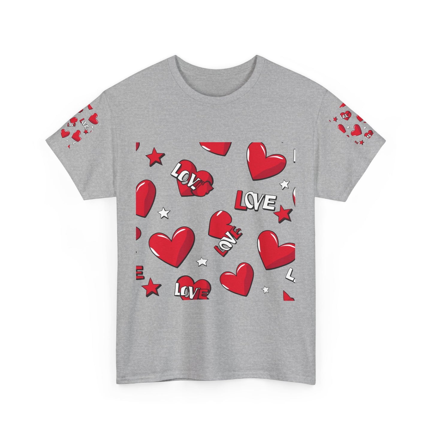 Romantic Love Heart Heavy Cotton Tee - Perfect for Everyday Wear