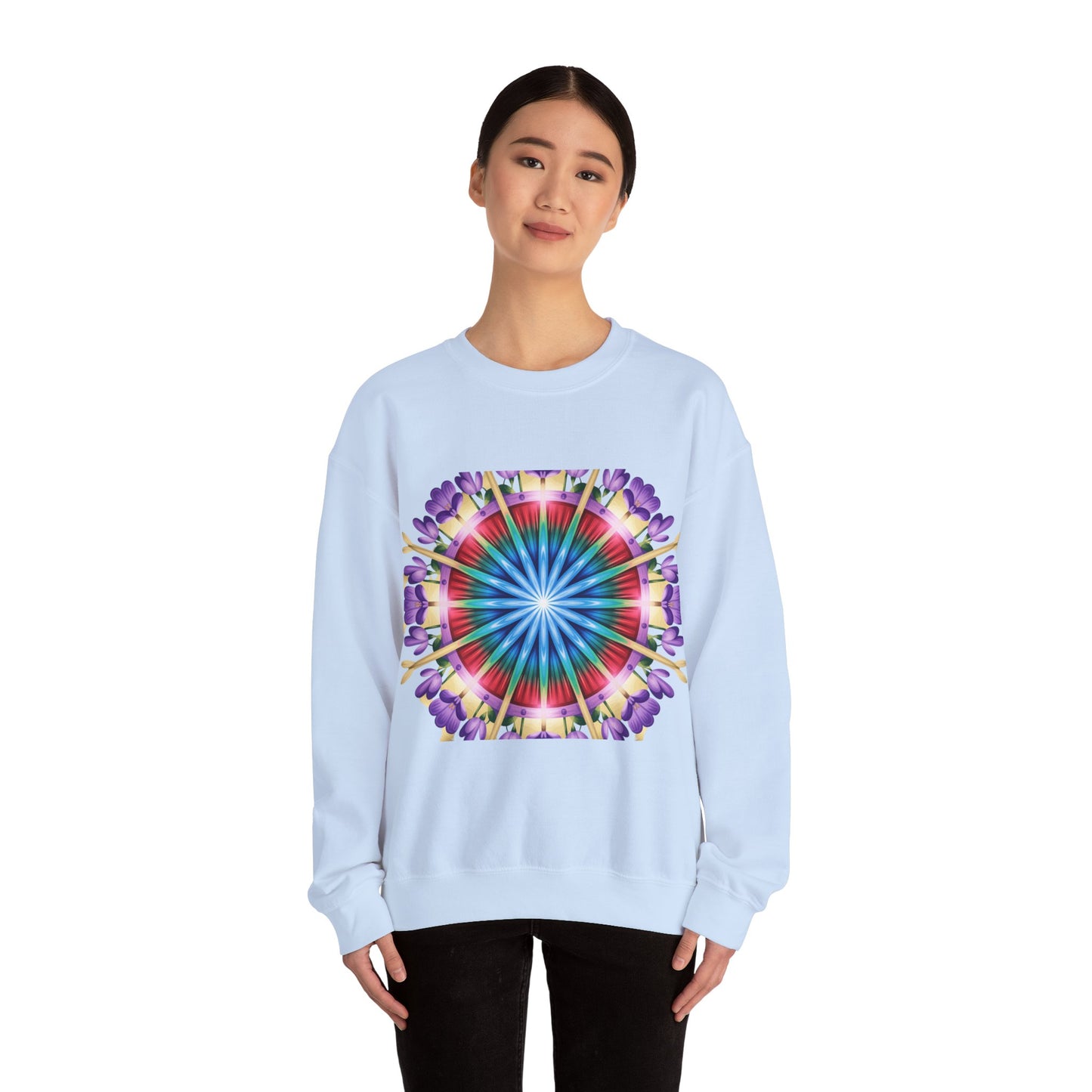 Vibrant Floral Mandala Crewneck Sweatshirt | Cozy Apparel, Stylish Gift, Casual Wear, Everyday Comfort, Botanical Design