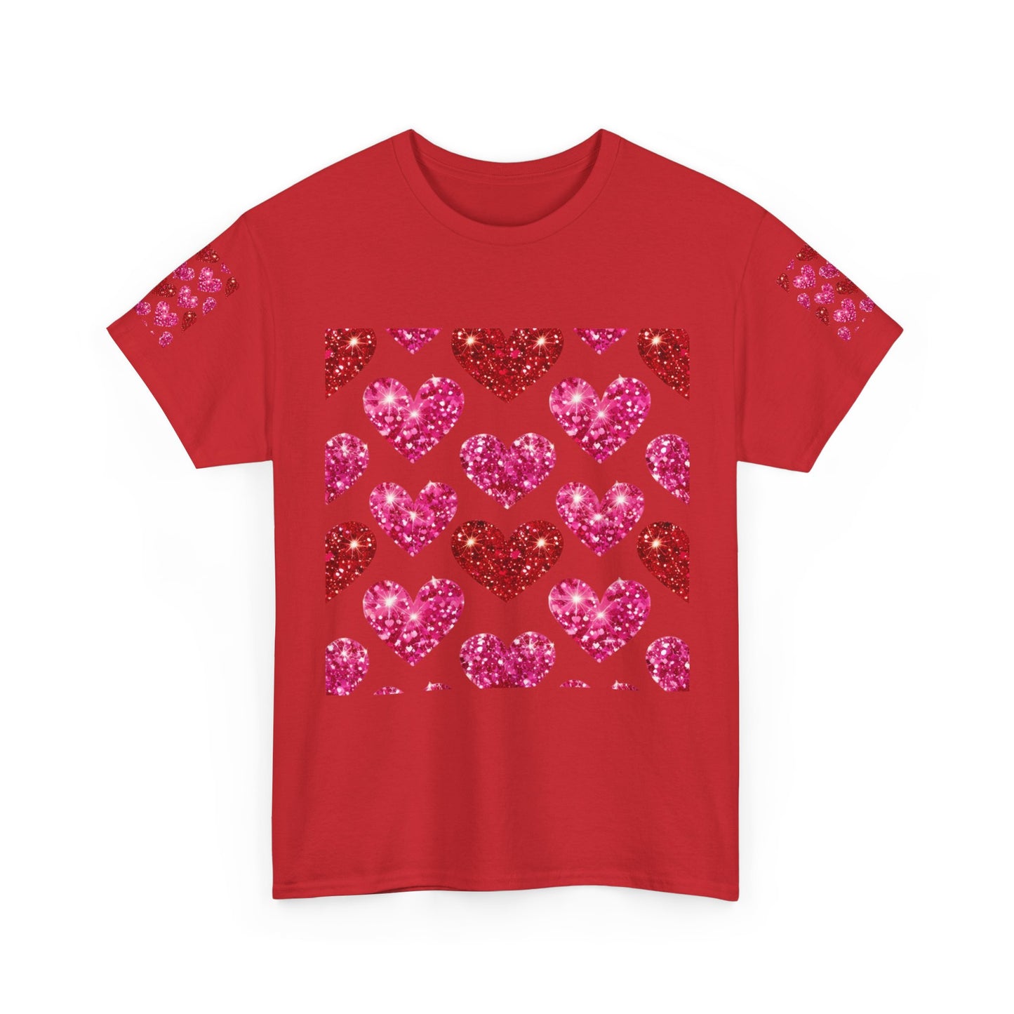 Sparkling Hearts Cotton Tee - Perfect for Valentine's Day & Love Celebrations