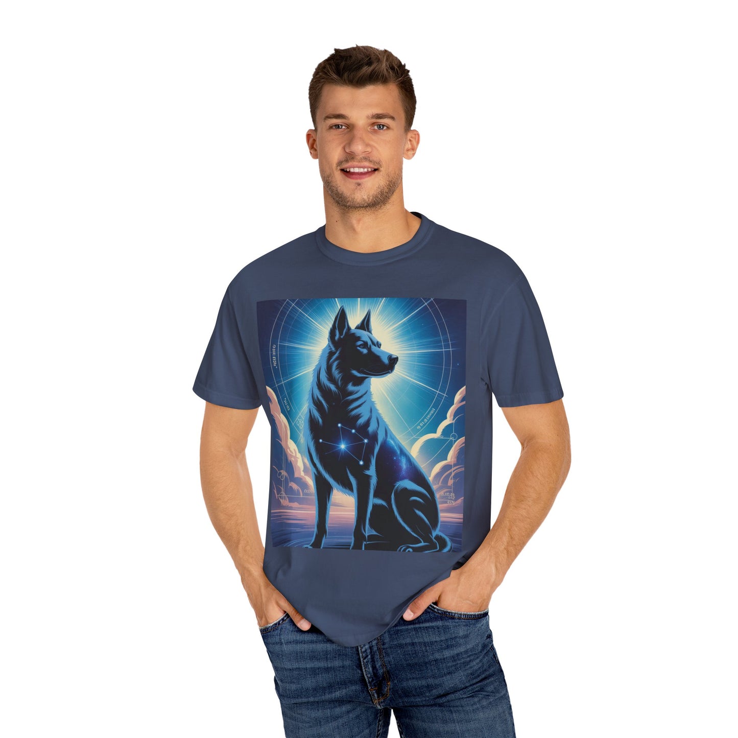 Cosmic Canine Men's T-shirt | Starry Dog Graphic Tee, Animal Lover Gift, Soft Cotton Top, Casual Wear, Unique Pet Shirt