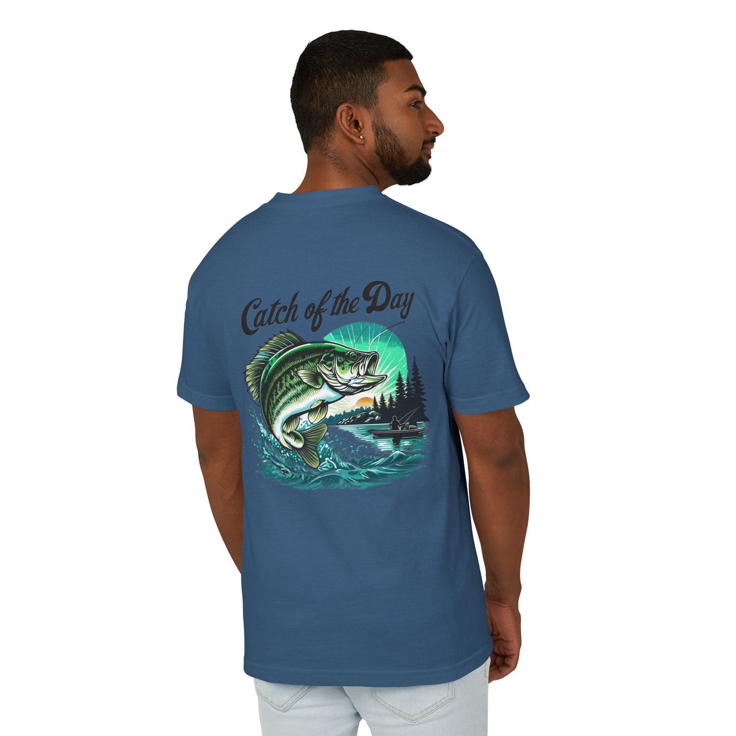 Camiseta de pesca "Captura del día" - Camisa de algodón de peso pesado