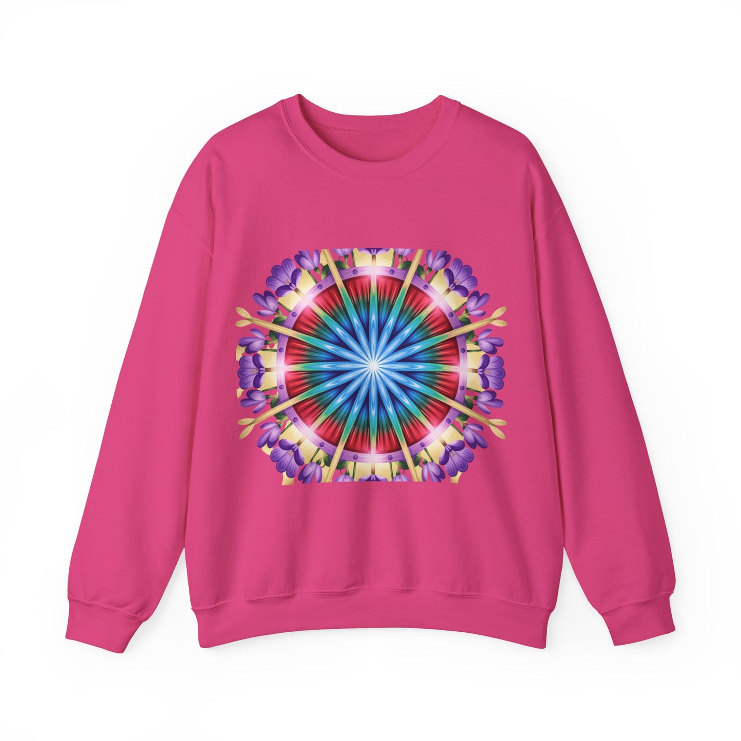 Vibrant Floral Mandala Crewneck Sweatshirt | Cozy Apparel, Stylish Gift, Casual Wear, Everyday Comfort, Botanical Design