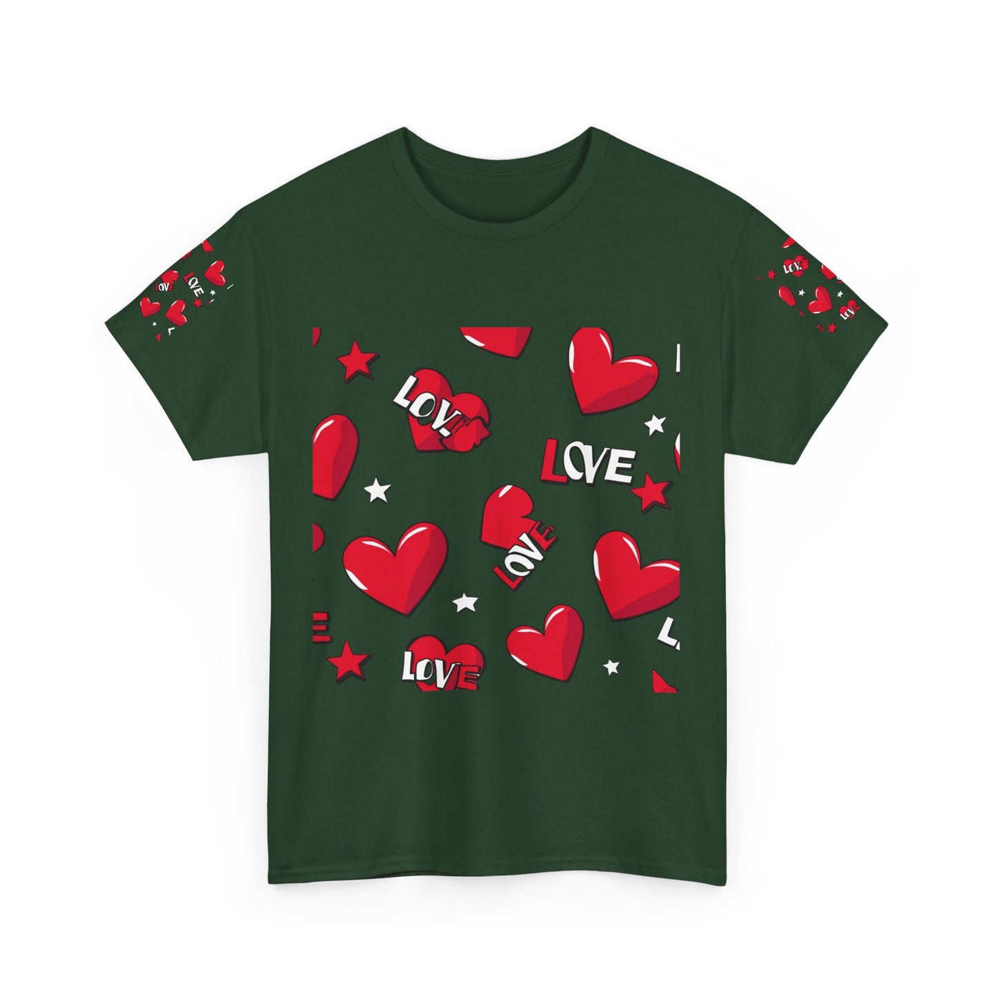 Romantic Love Heart Heavy Cotton Tee - Perfect for Everyday Wear